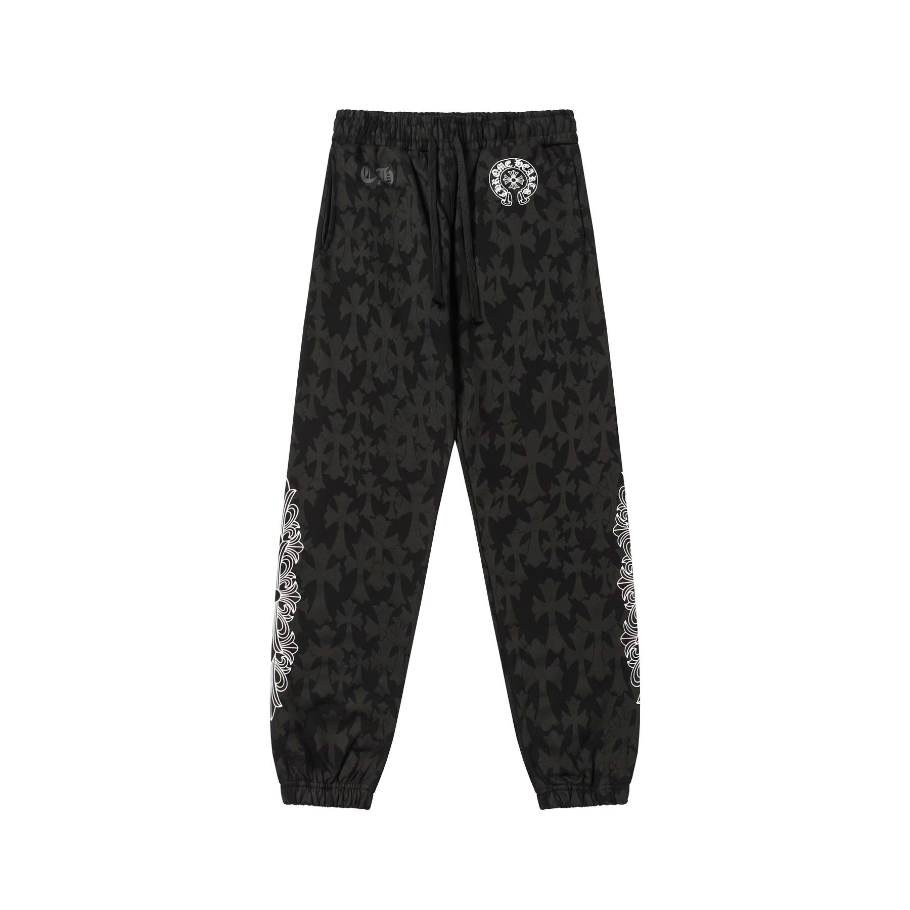 Chrome Hearts Black Tonal Monogram Horseshoe Logo Jogger Pants 1021