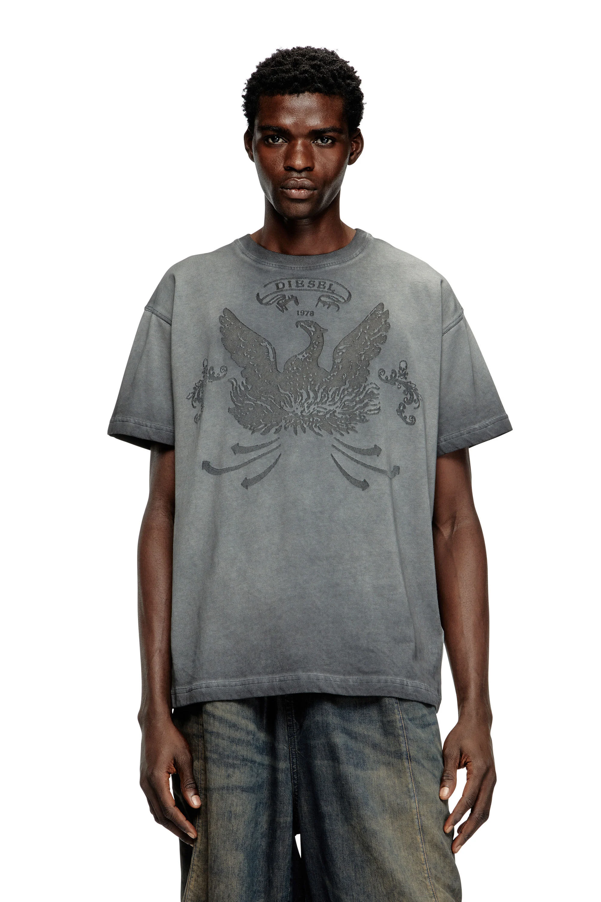 T-shirt with phoenix devoré