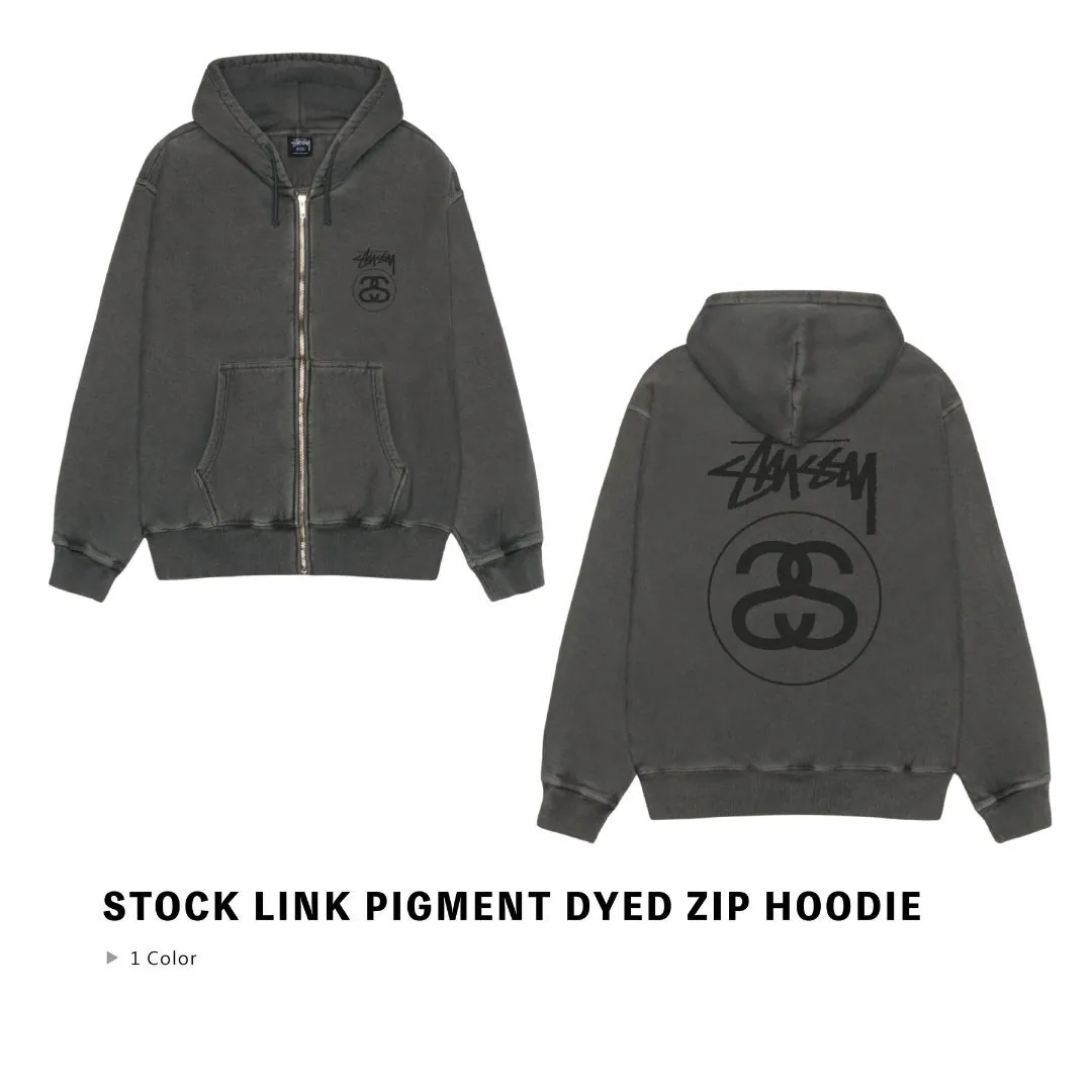 Stussy 25FW STOCK LINK PIG DYED ZIP HOODIE 