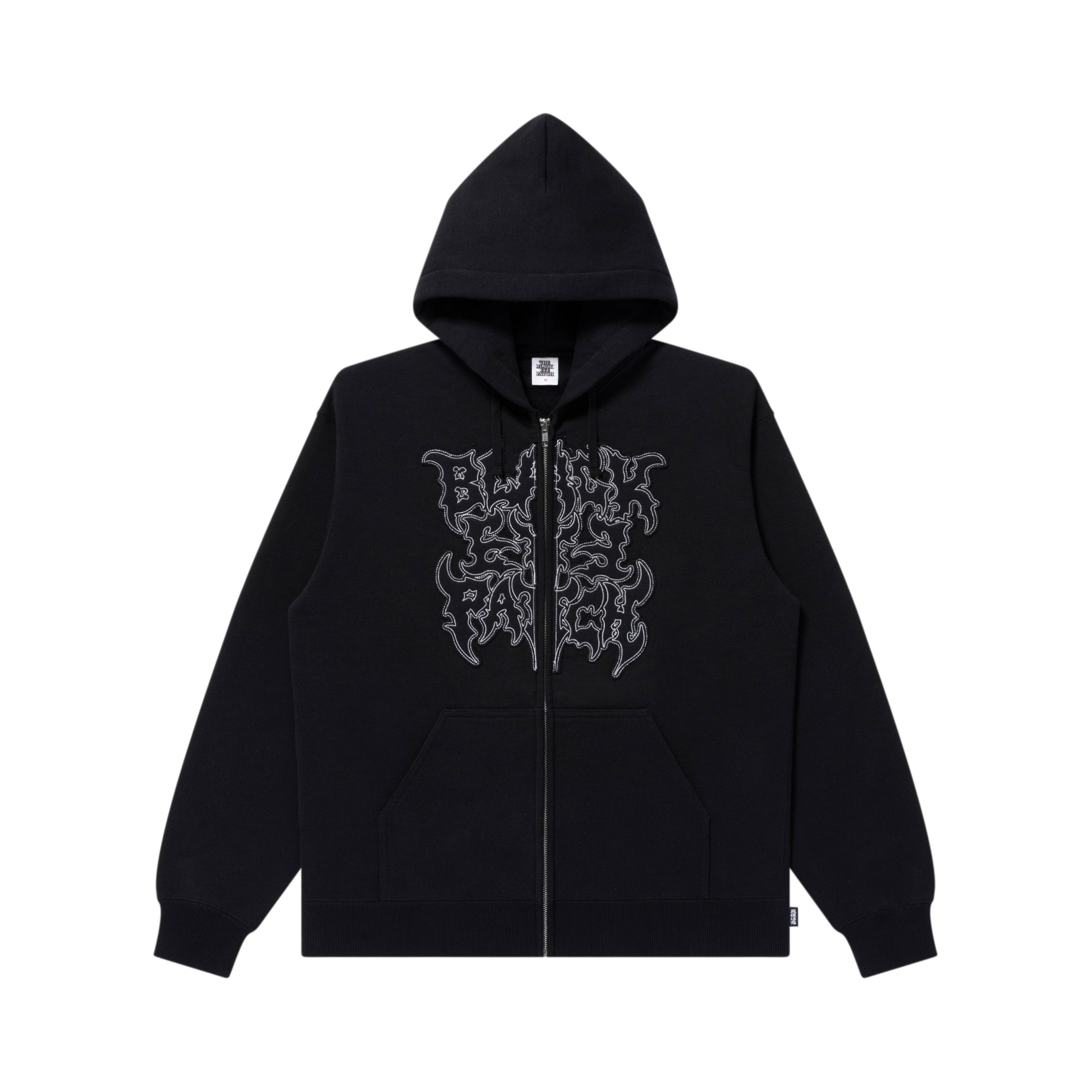 METAL LOGO FABRIC-STITCHED ZIP HOODIE BLACK