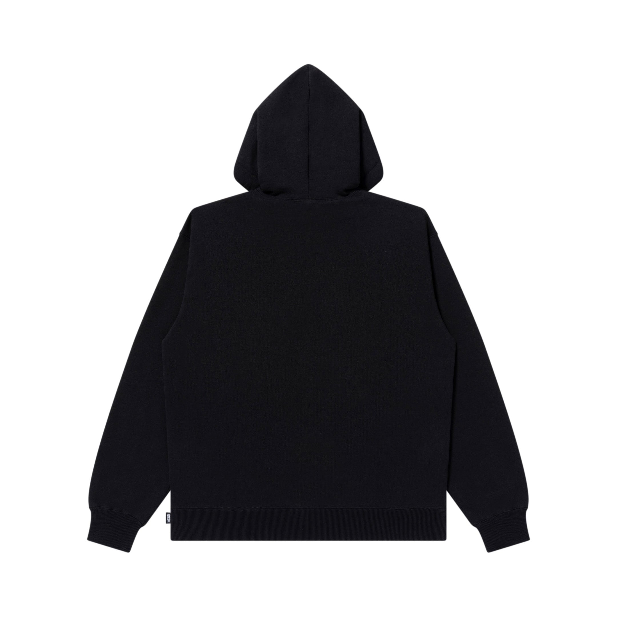 METAL LOGO FABRIC-STITCHED ZIP HOODIE BLACK