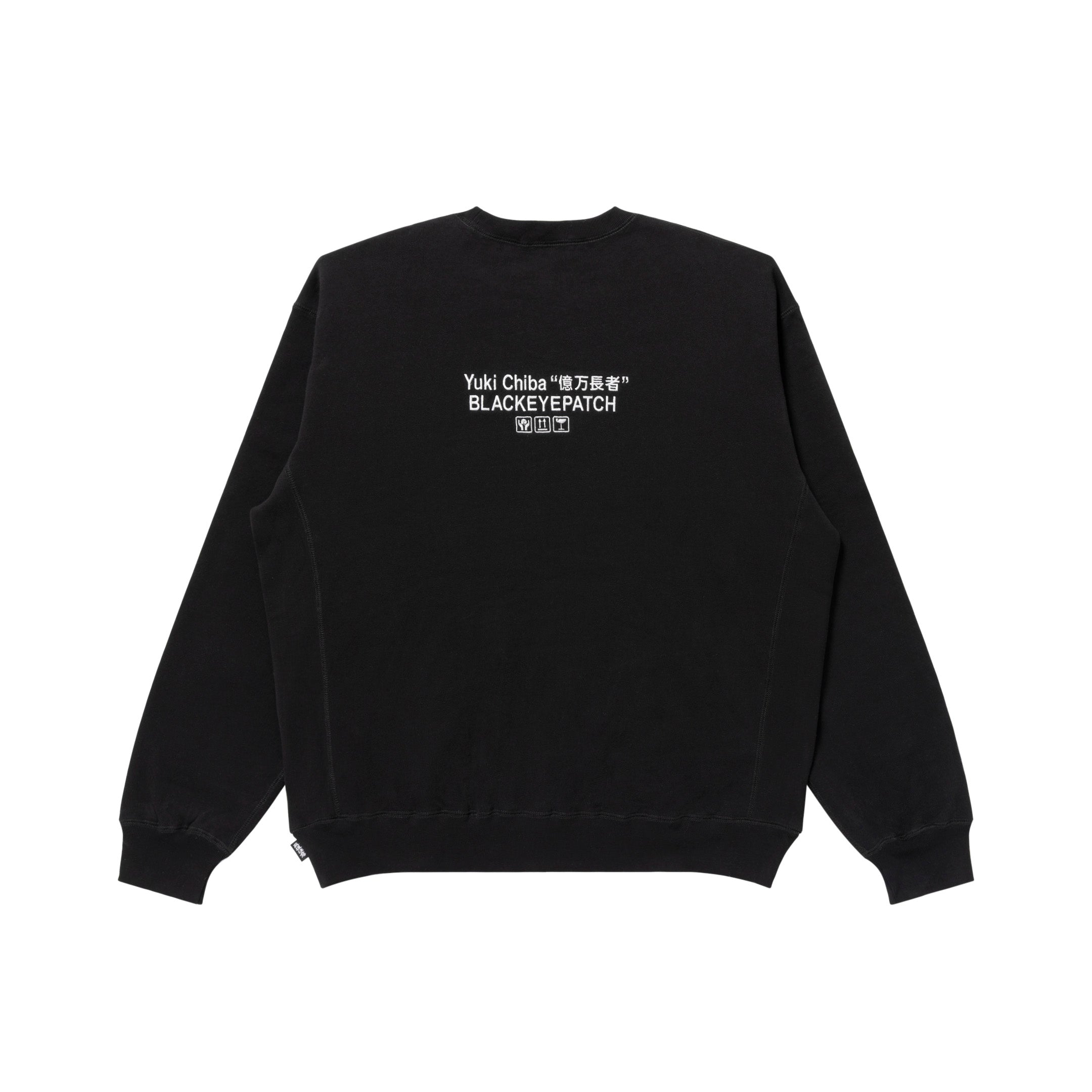YUKI CHIBA "億万長者" HWC LABEL CREW SWEAT BLACK
