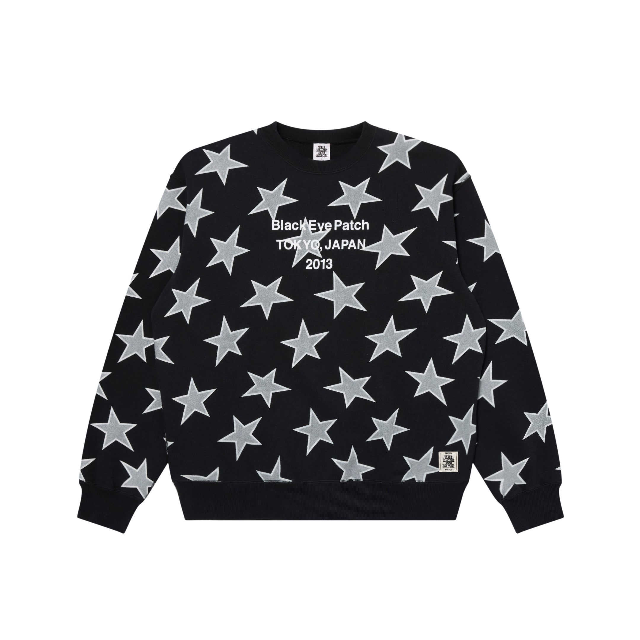 STAR PATTERNED BRAND ORIGIN CREW SWEAT BLACK