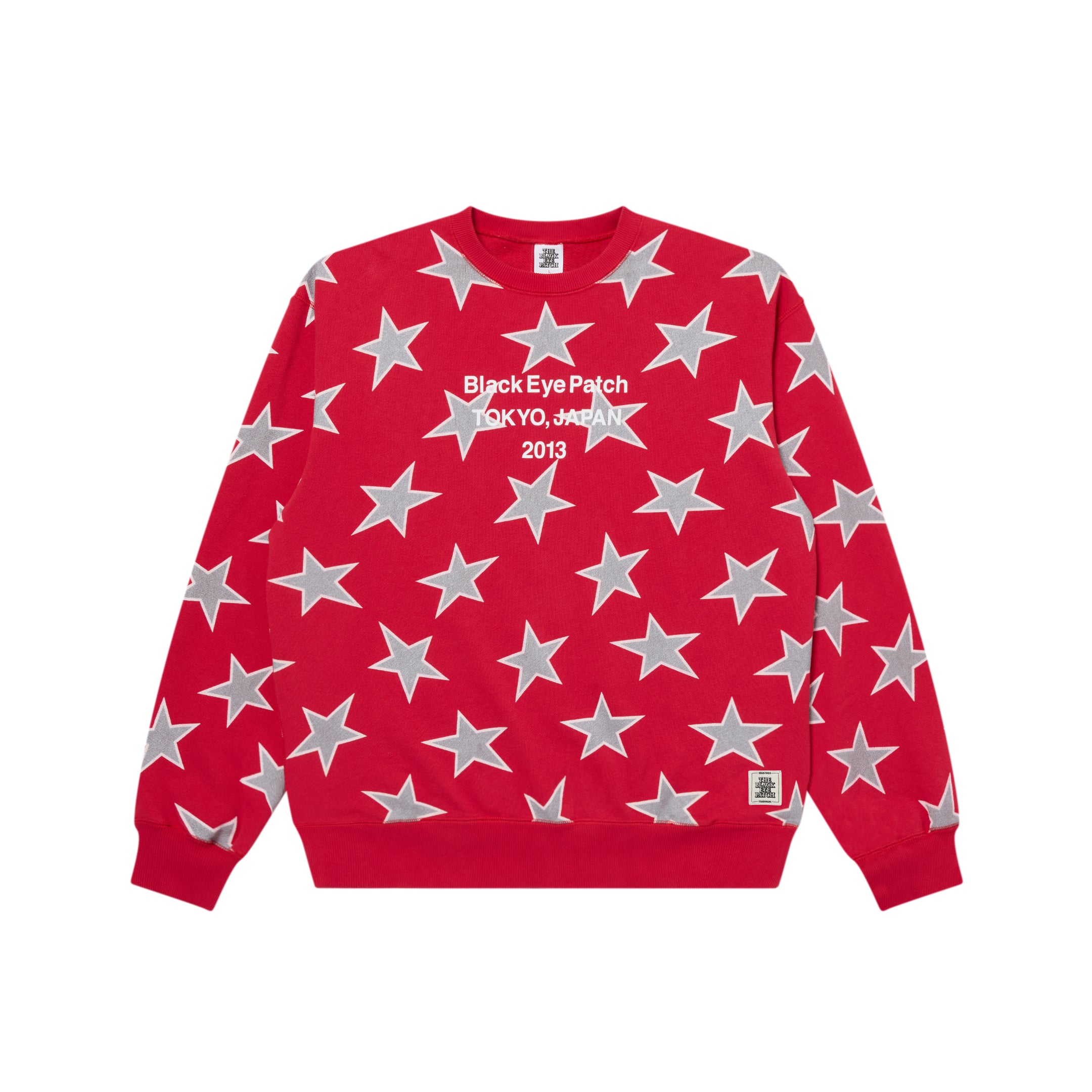 STAR PATTERNED BRAND ORIGIN CREW SWEAT RED