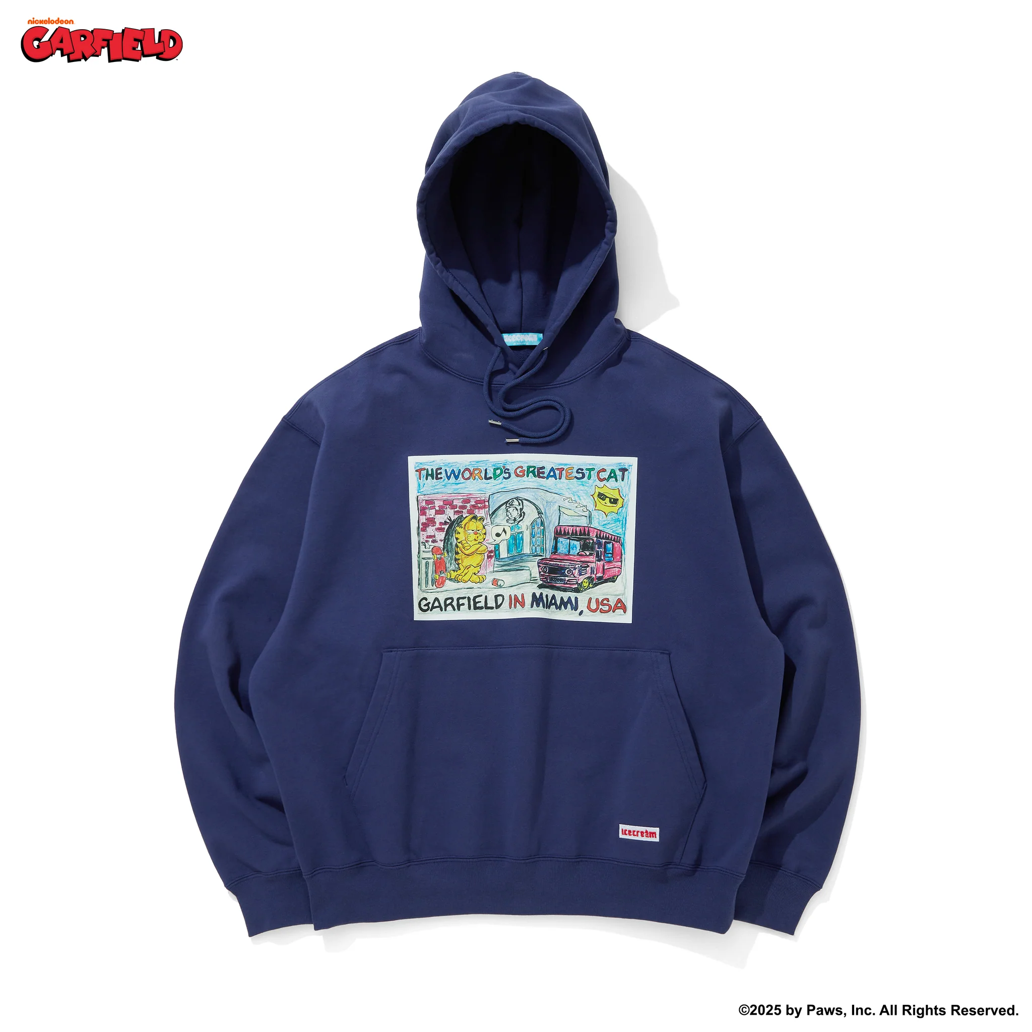 ICECREAM x GARFIELD COTTON HOODIE MIAMI (NAVY)