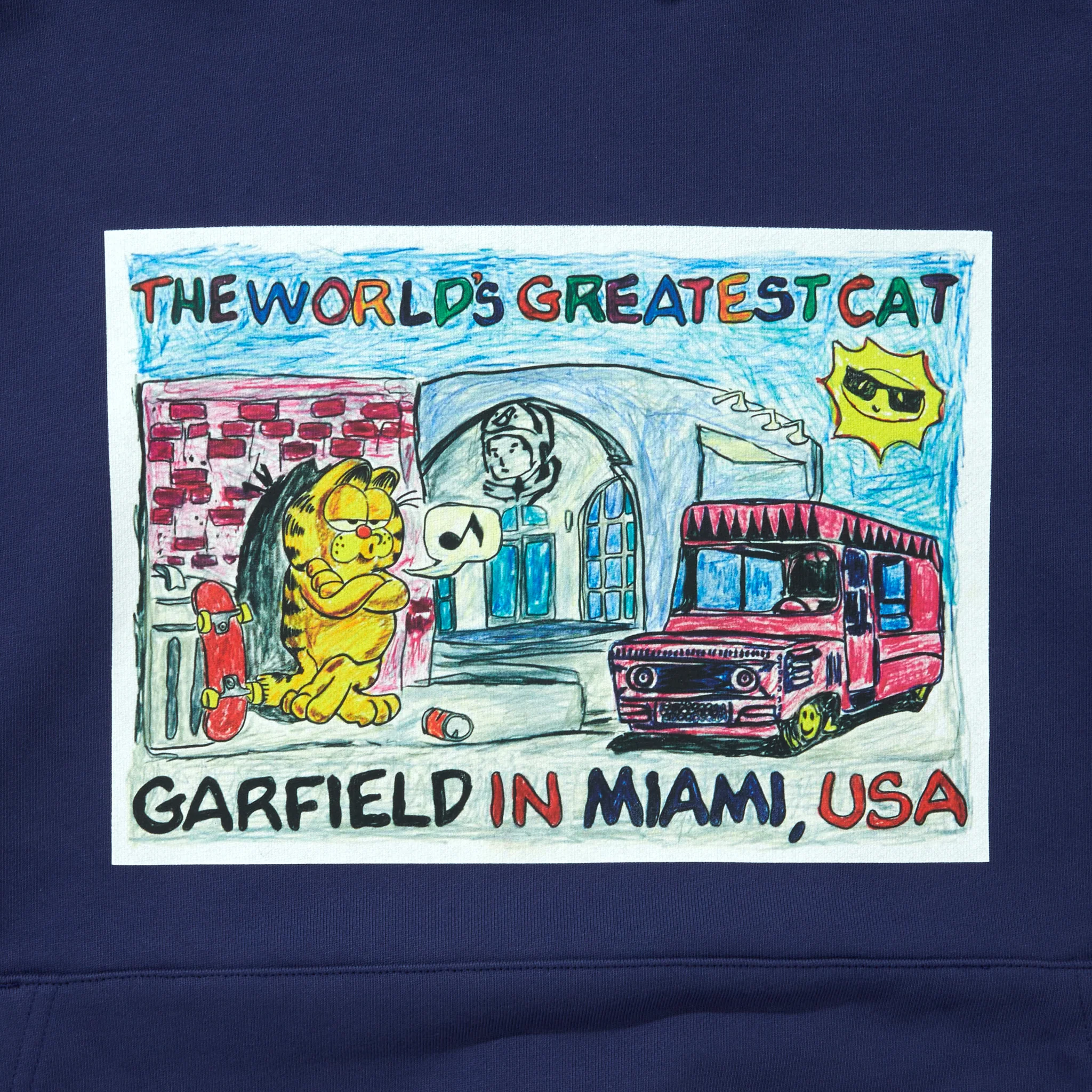 ICECREAM x GARFIELD COTTON HOODIE MIAMI (NAVY)