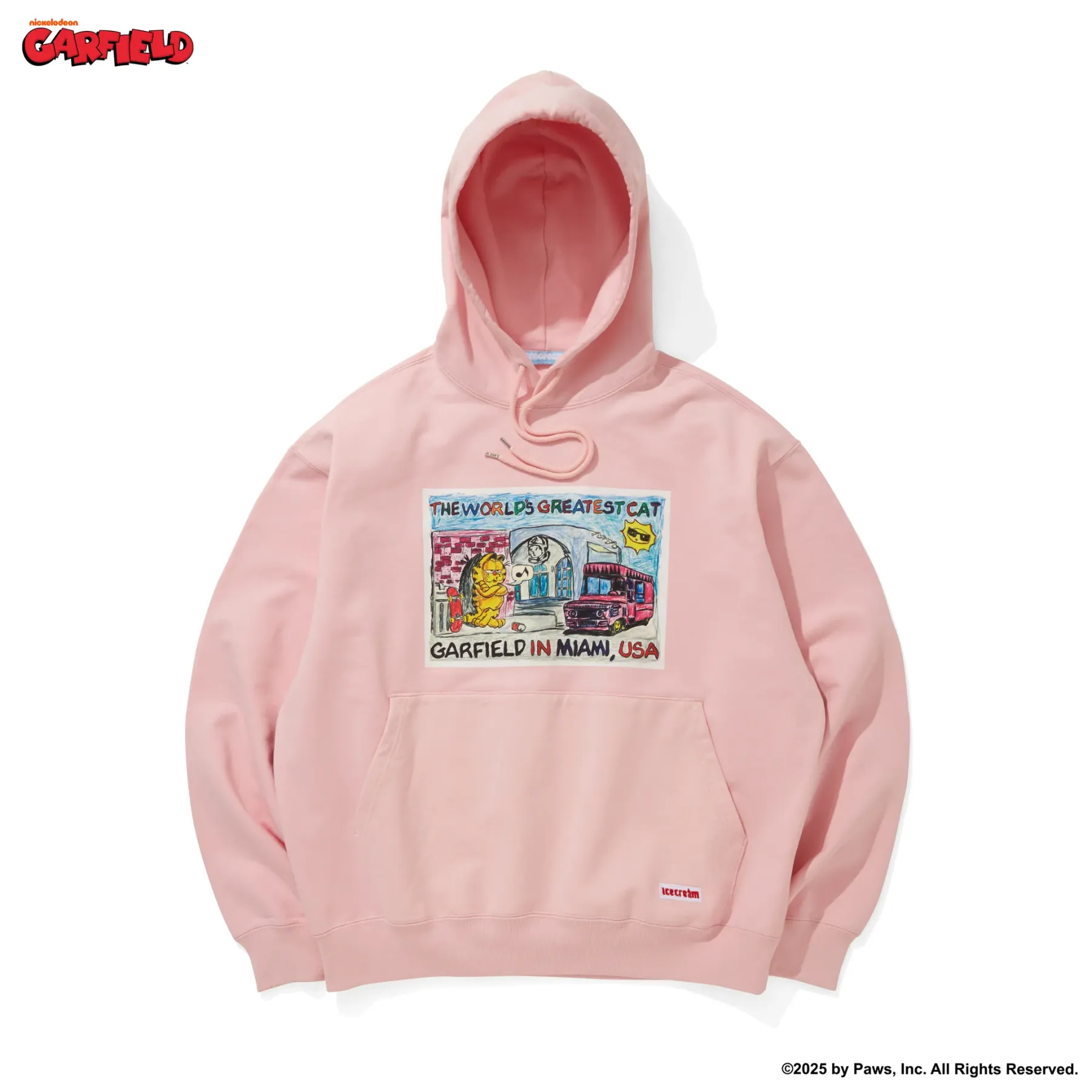 ICECREAM x GARFIELD COTTON HOODIE MIAMI (PINK)