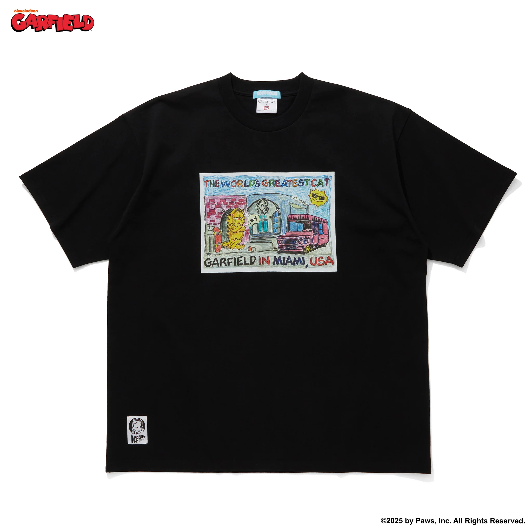 ICECREAM x GARFIELD COTTON T-SHIRT MIAMI (BLACK)