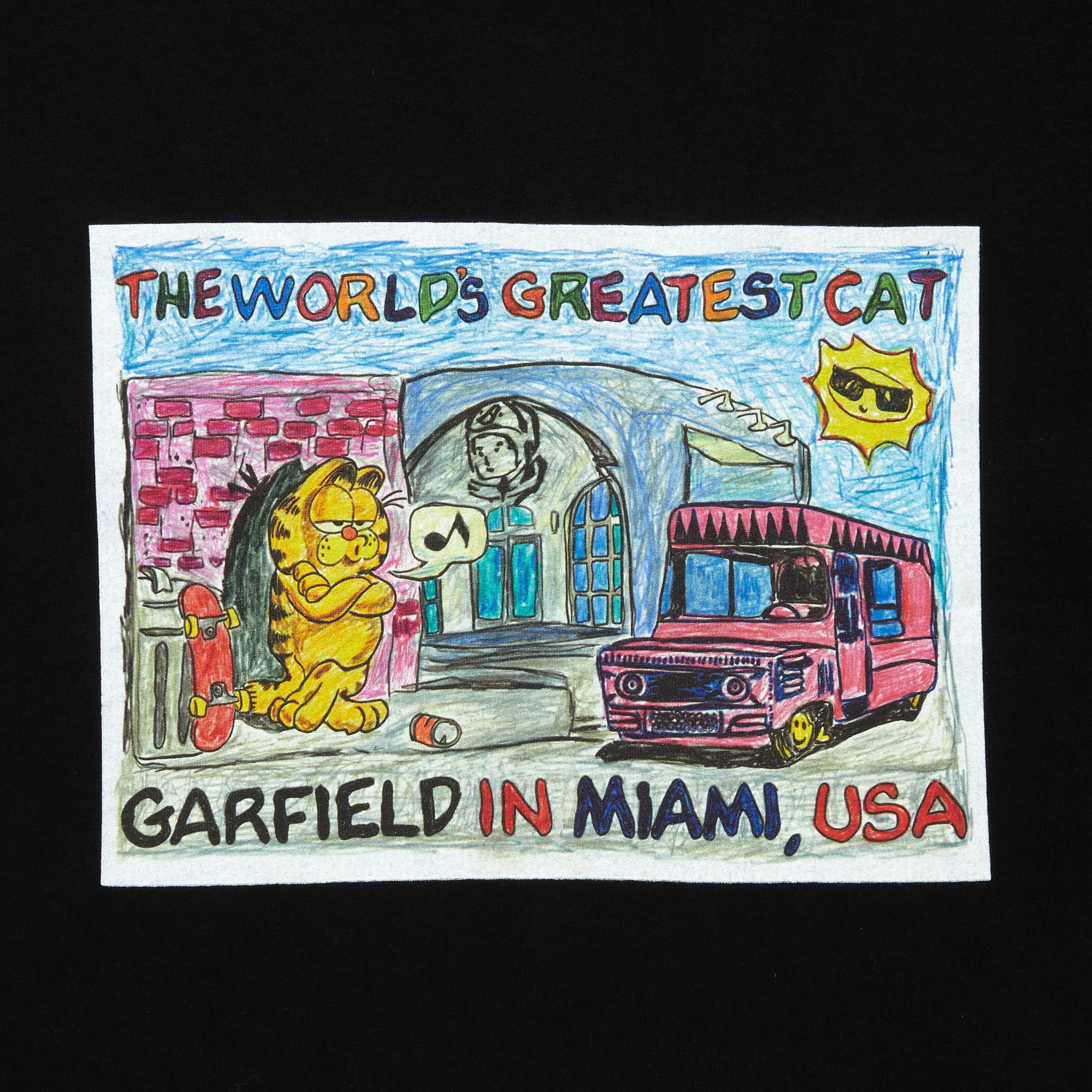 ICECREAM x GARFIELD COTTON T-SHIRT MIAMI (BLACK)
