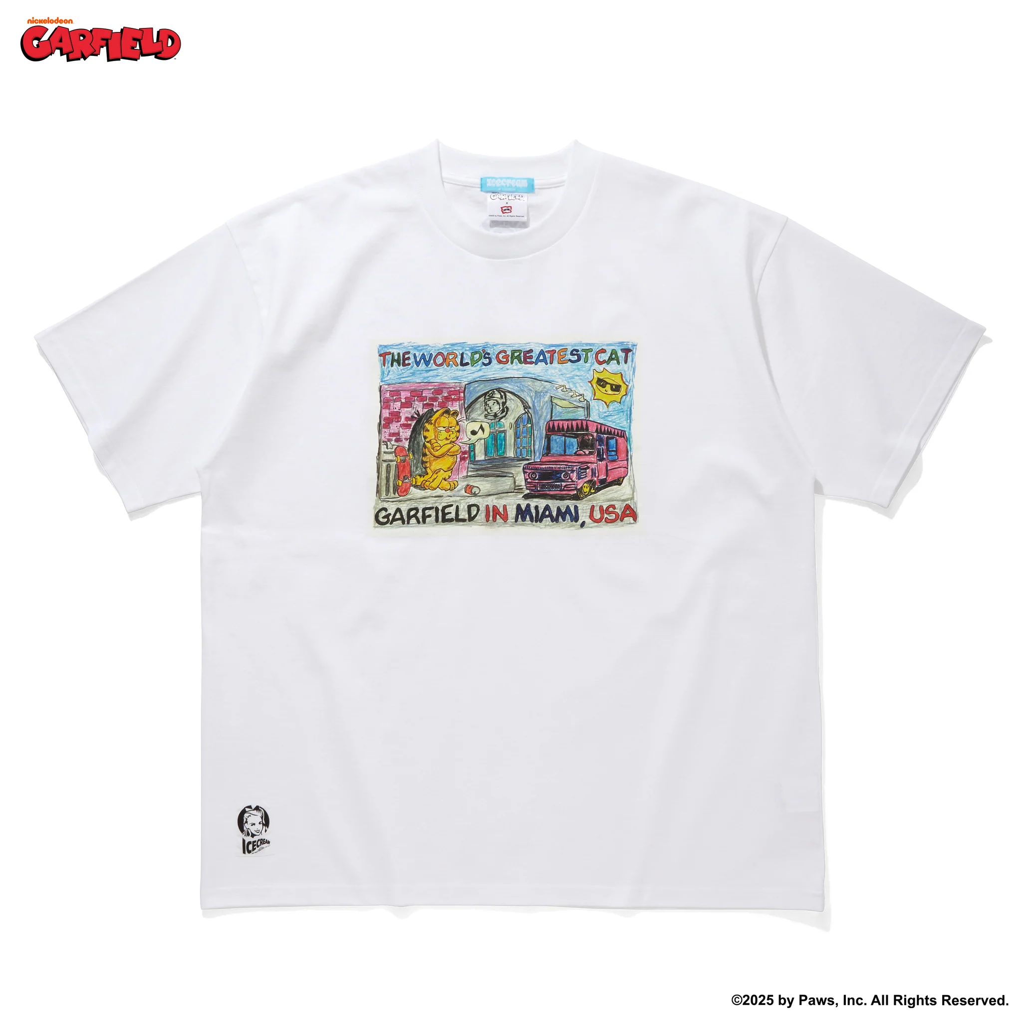 ICECREAM x GARFIELD COTTON T-SHIRT MIAMI (WHITE)