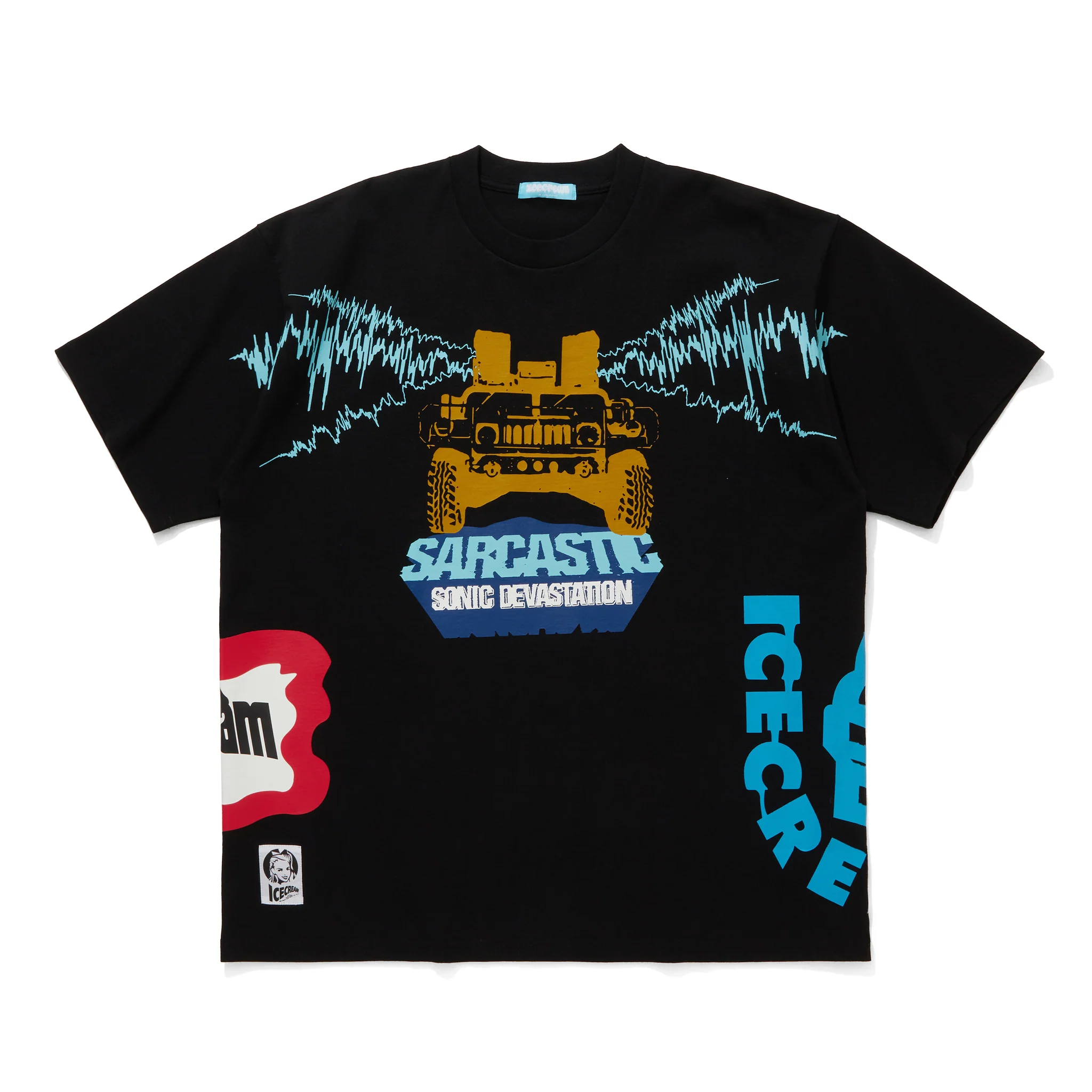 ICECREAM x SARCASTIC COTTON T-SHIRT SONIC DEVASTATION (BLACK)
