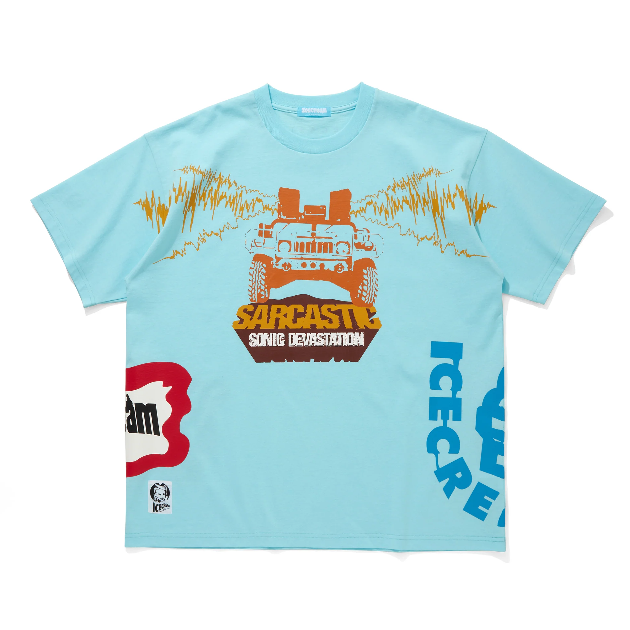 ICECREAM x SARCASTIC COTTON T-SHIRT SONIC DEVASTATION (BLUE)