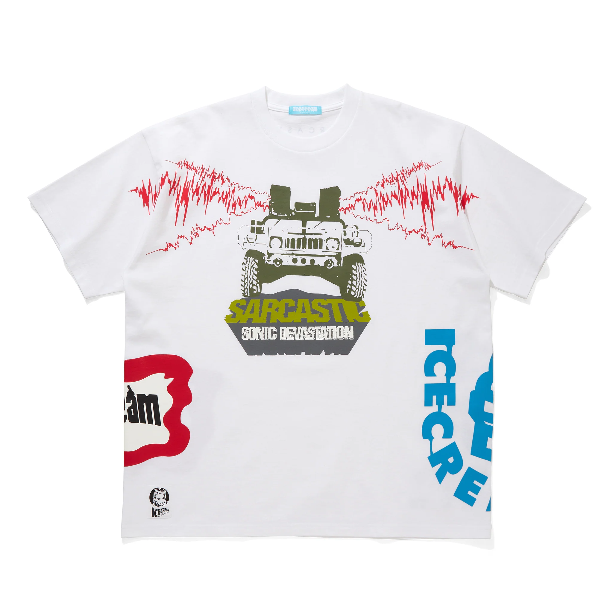 ICECREAM x SARCASTIC COTTON T-SHIRT SONIC DEVASTATION (WHITE)