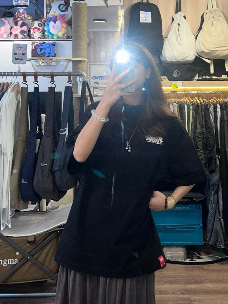 Over print Bag Girl Tee (Black)