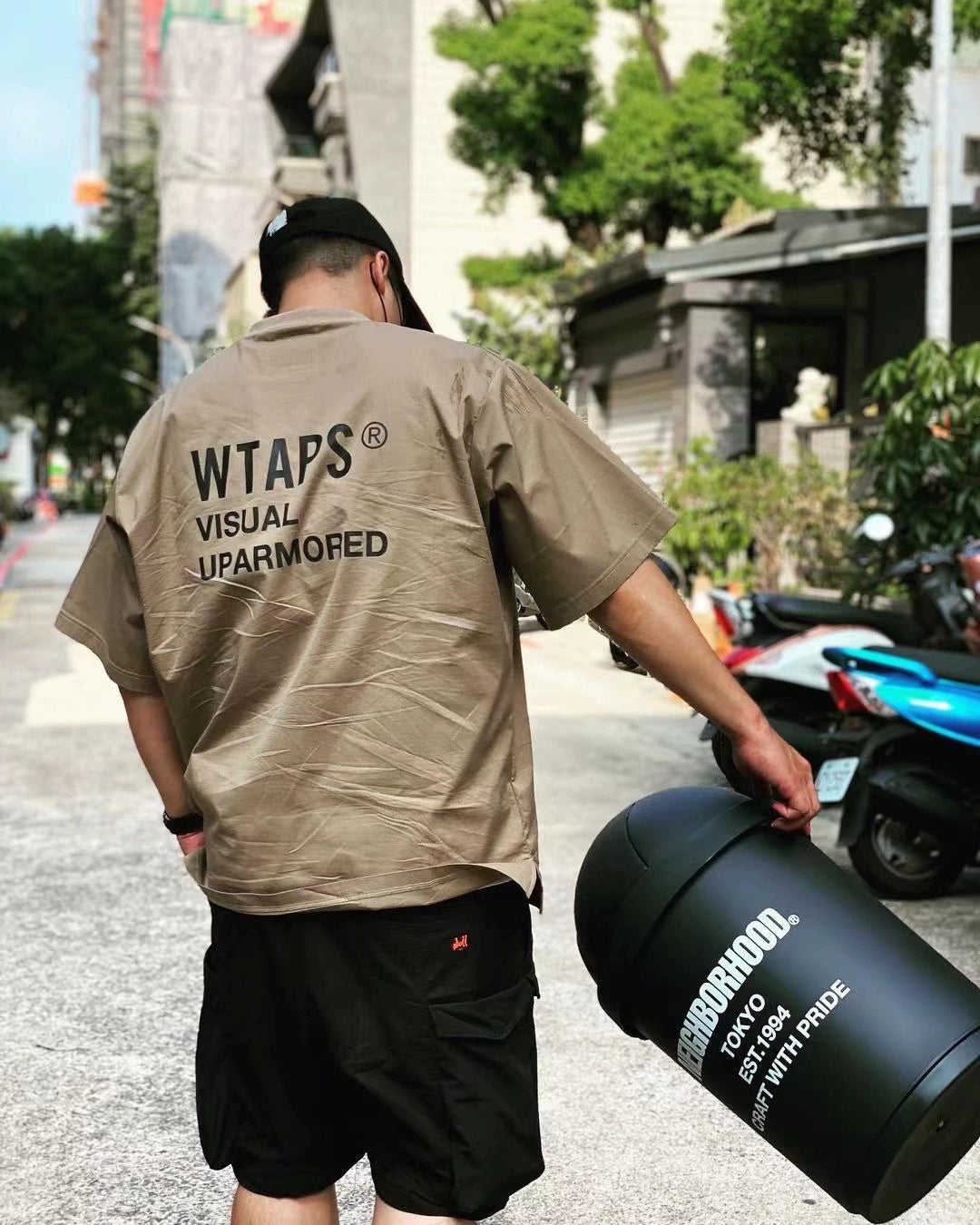 WTAPS SMOCK SS COPO RIPSTOP Blended Slogan Short Sleeve Crew Neck TEE 22SS