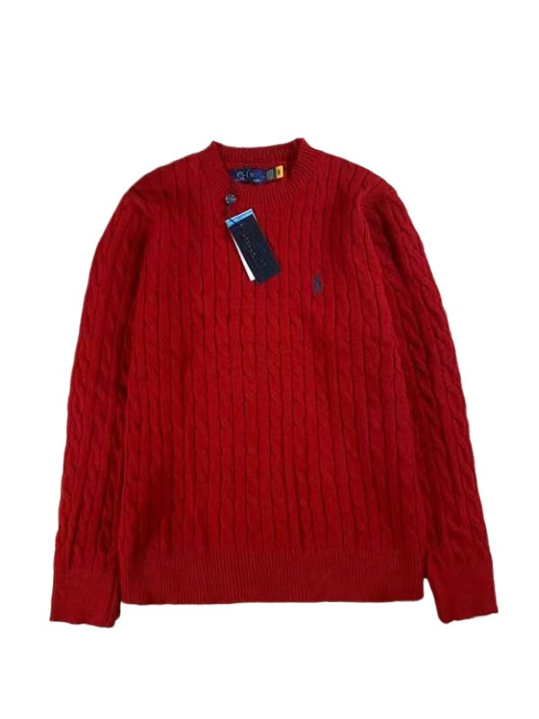 ラルフローレン 刺繍クルーネックケーブルニットセーター（ユニセックス）