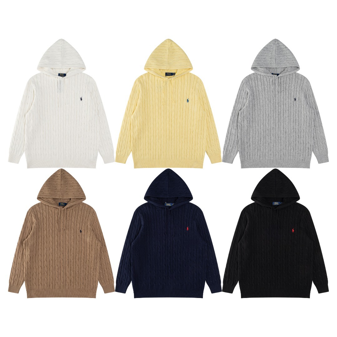 ラルフローレン公式フラッグシップストア 2025 ケーブルニット フード付きプルオーバーセーター、ユニセックス