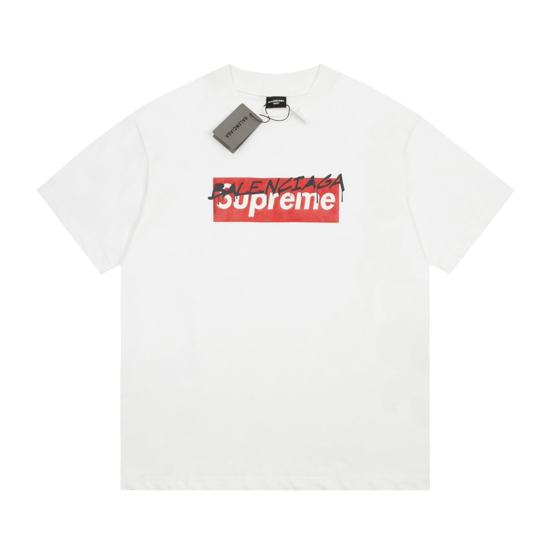 Supreme Balenciaga co-branded logo T-shirt