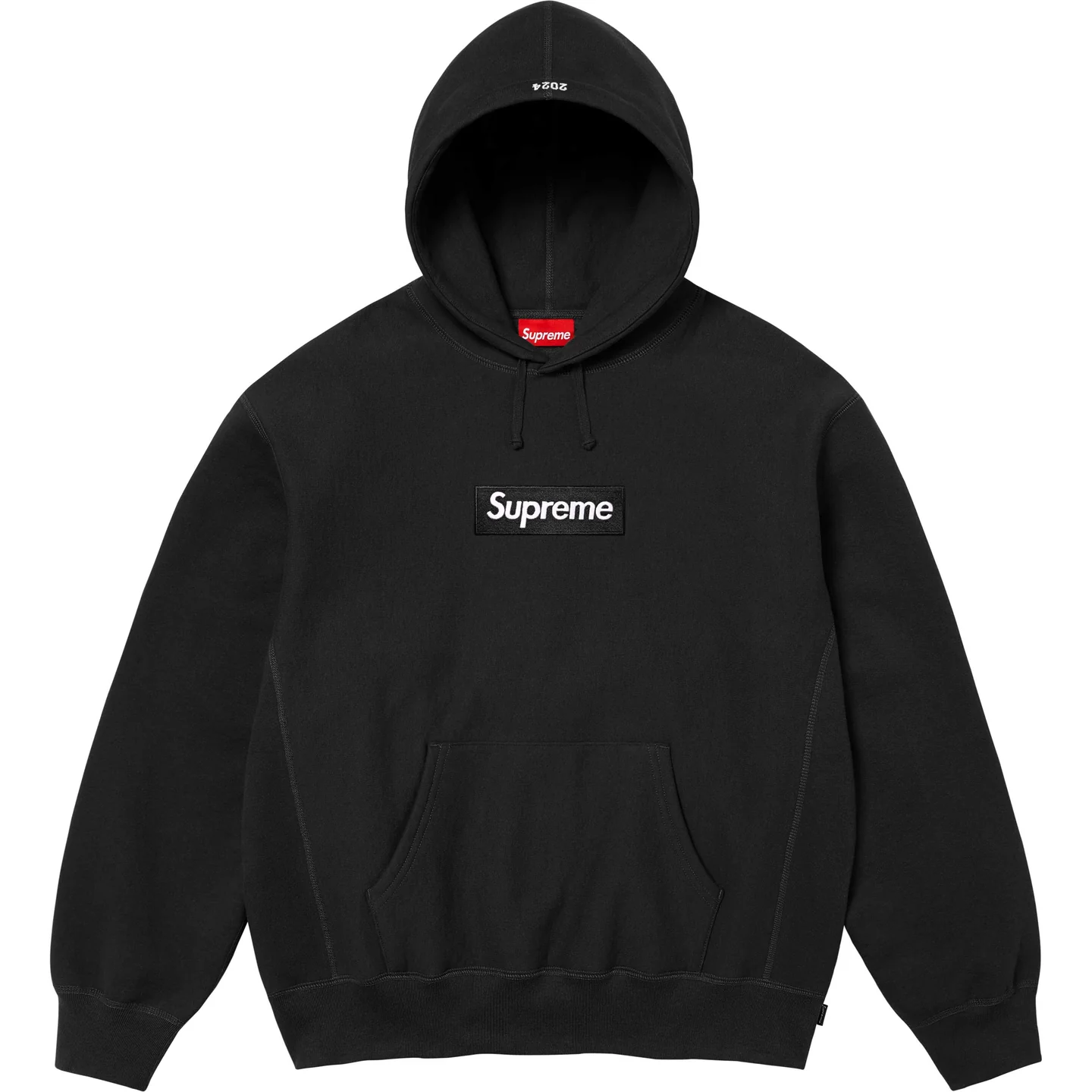 【Supreme】2024年最新作、スクエアロゴフーデッドスウェットシャツ ブラック