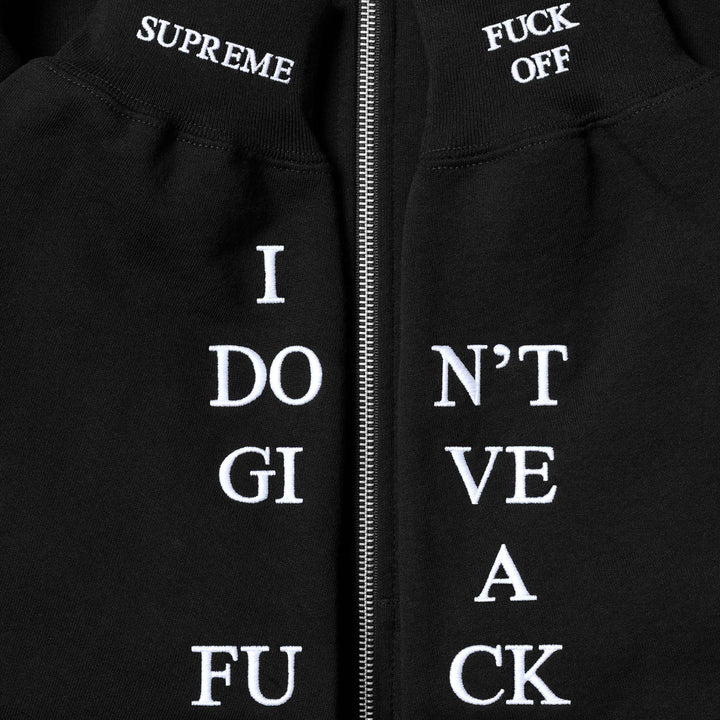 Supreme IDGAF' Zip Up Hooded Sweatshirt