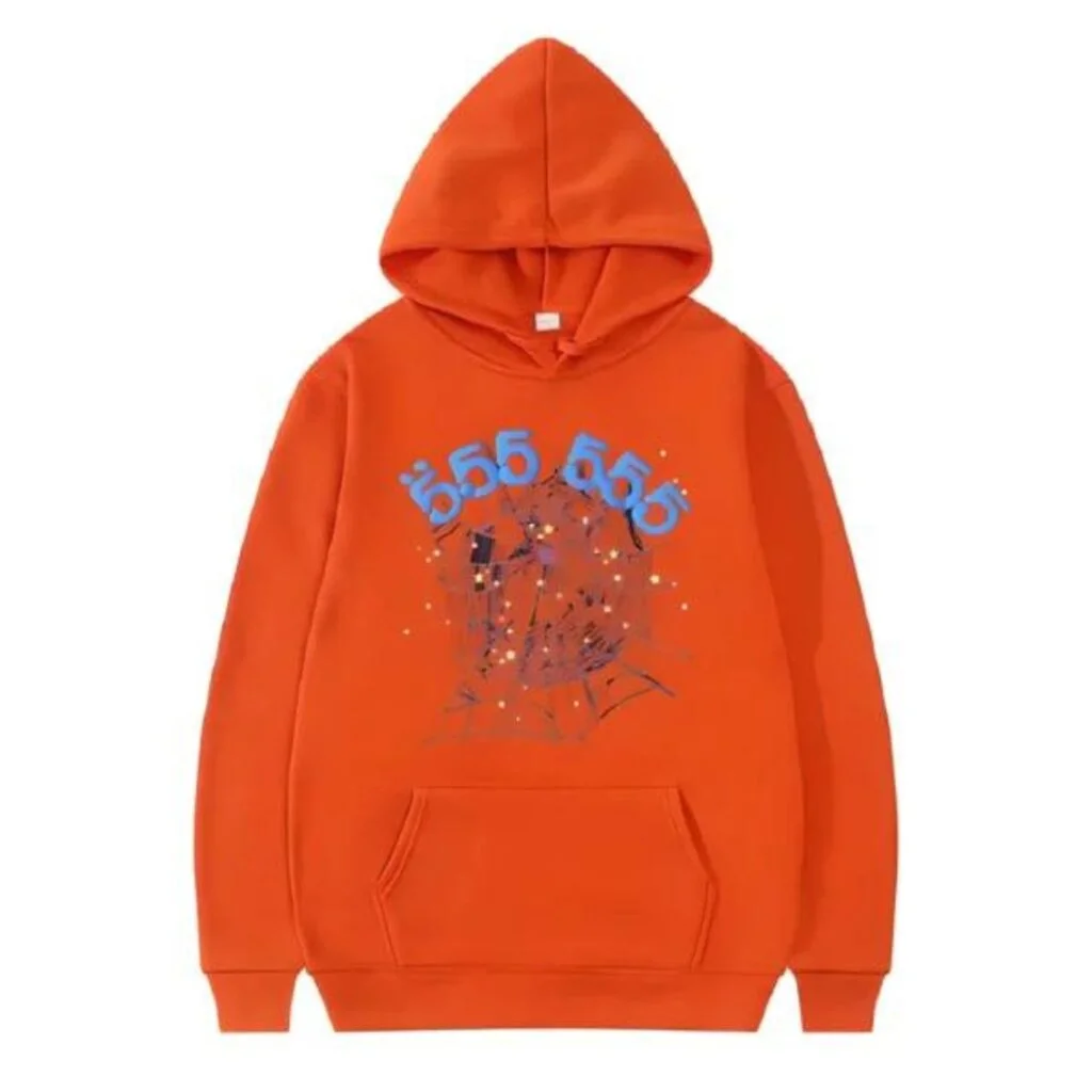 Sp5der 555555 Number Men Orange Hoodie