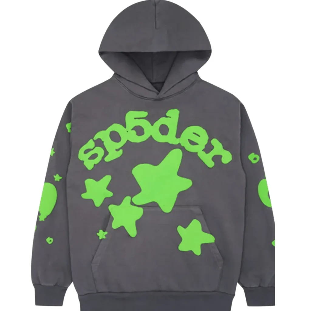 Sp5der Beluga Grey/Green Hoodie