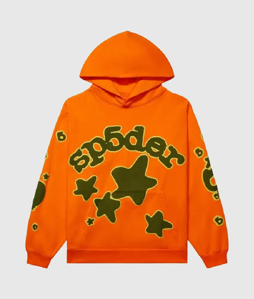 Sp5der Beluga Hoodie ‘Orange’ Sp5 Brown Logo