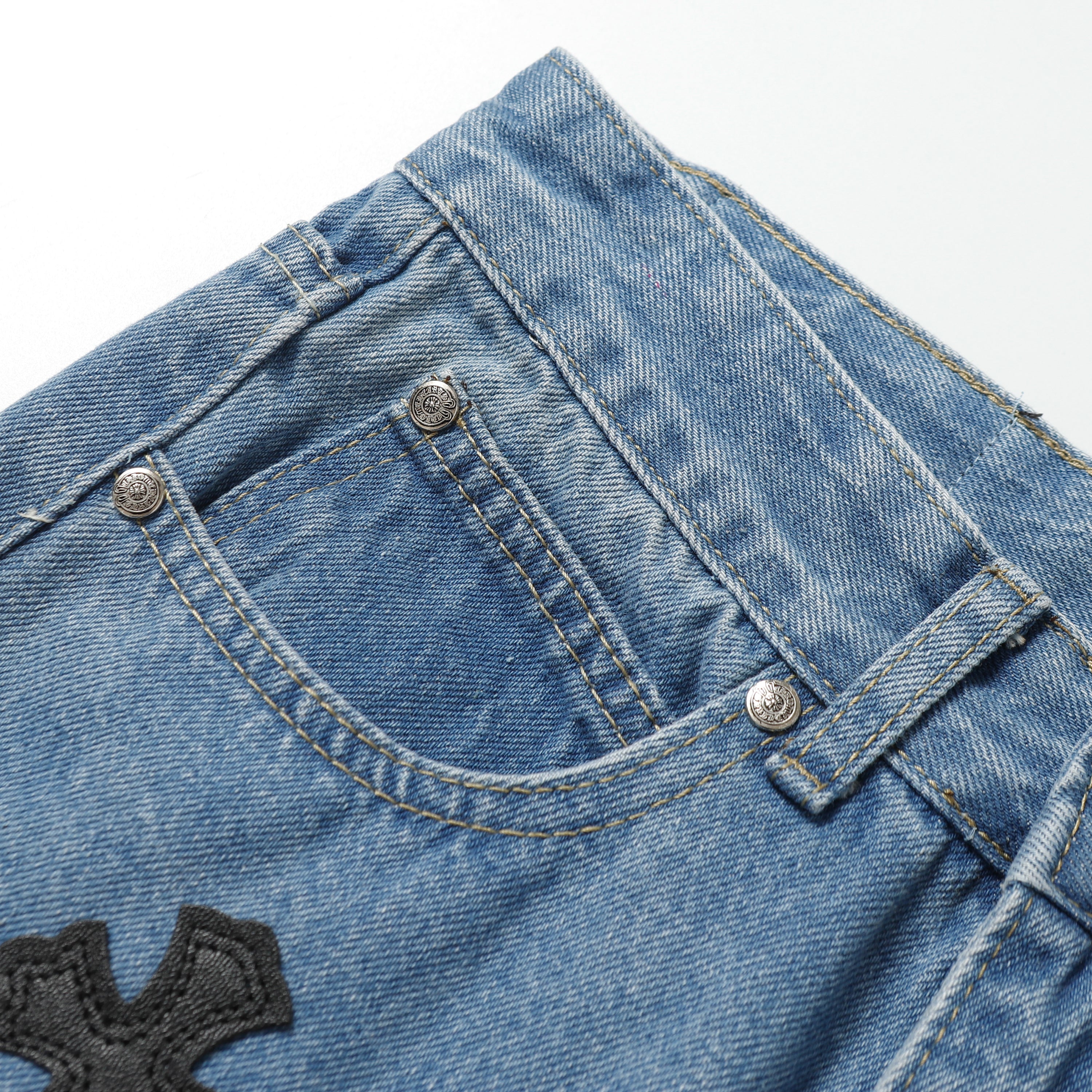 Chrome Hearts Levi's 505 Black Cross Patch Jeans
