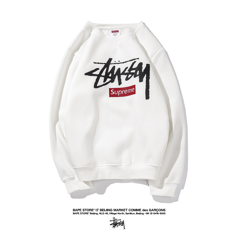 Supreme X Stussy Logo クルーネック パーカー 2色