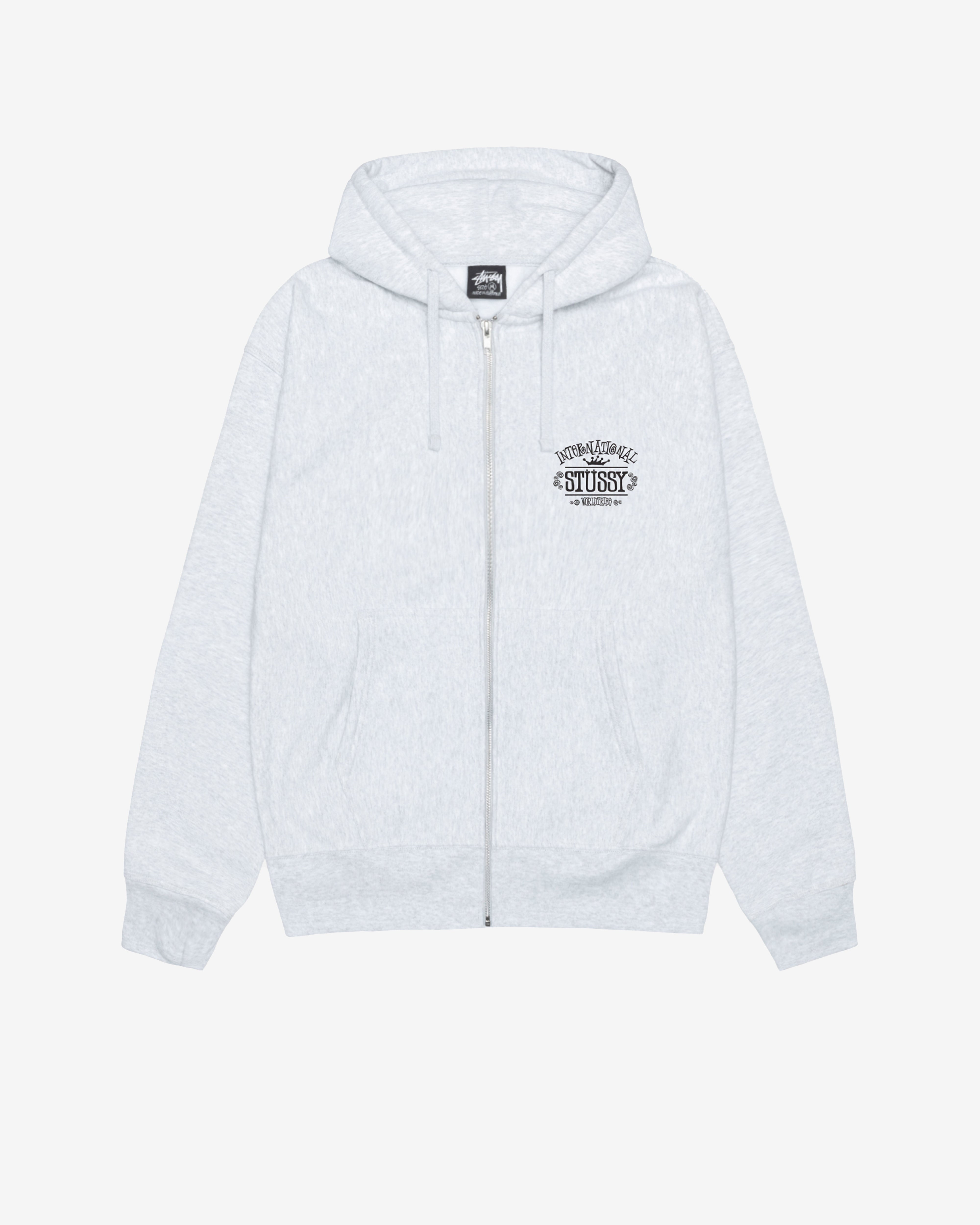 Stüssy - Men's Worldwide Zip Hoodie - (Ash Heather) view 2, Click to Zoom in