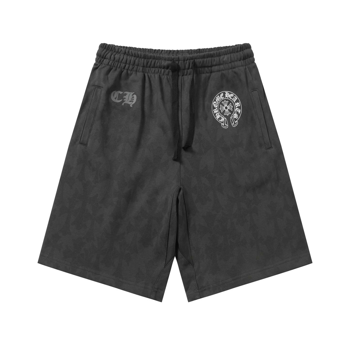Chrome Hearts Black Tonal Monogram Horseshoe Logo Shorts