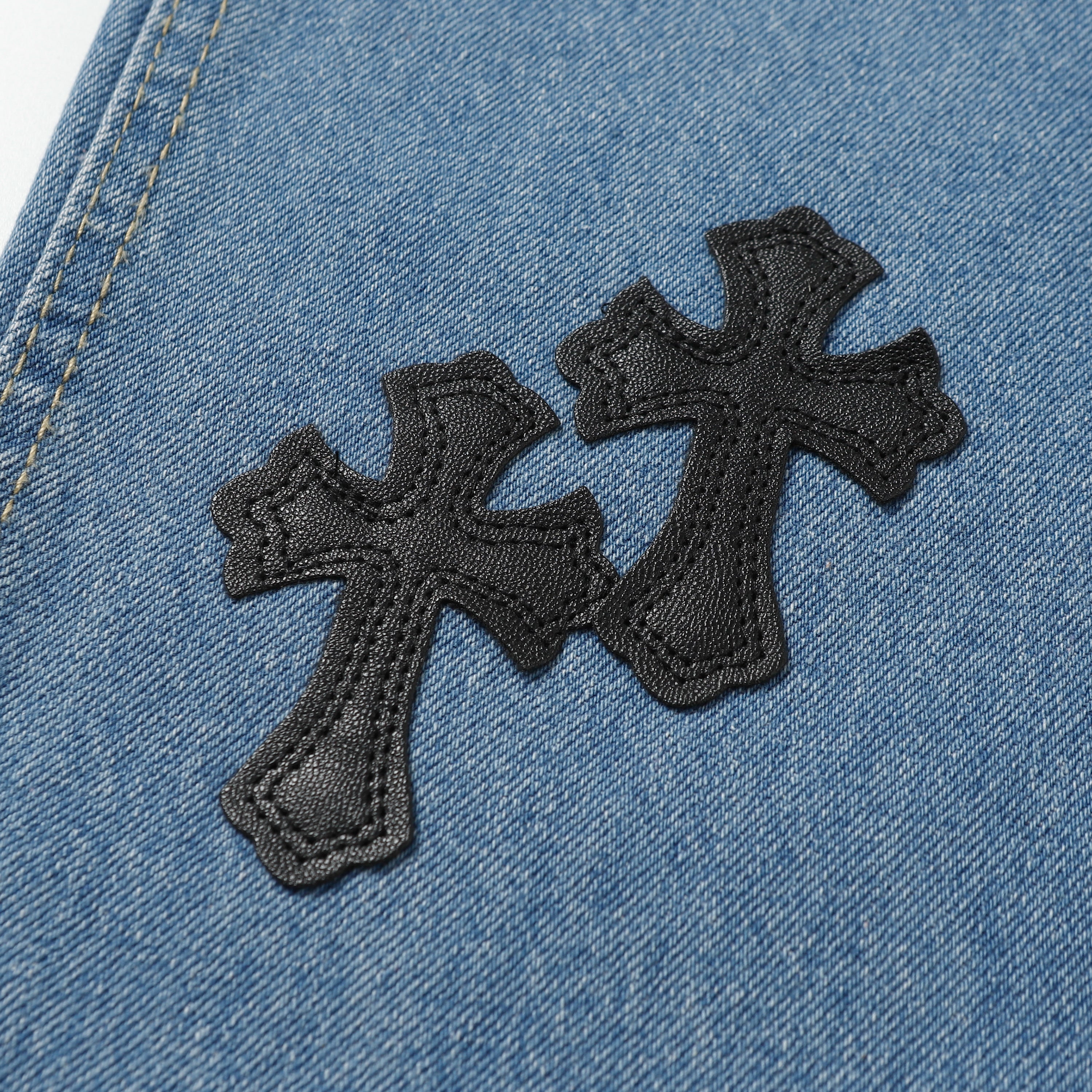 Chrome Hearts Levi's 505 Black Cross Patch Jeans