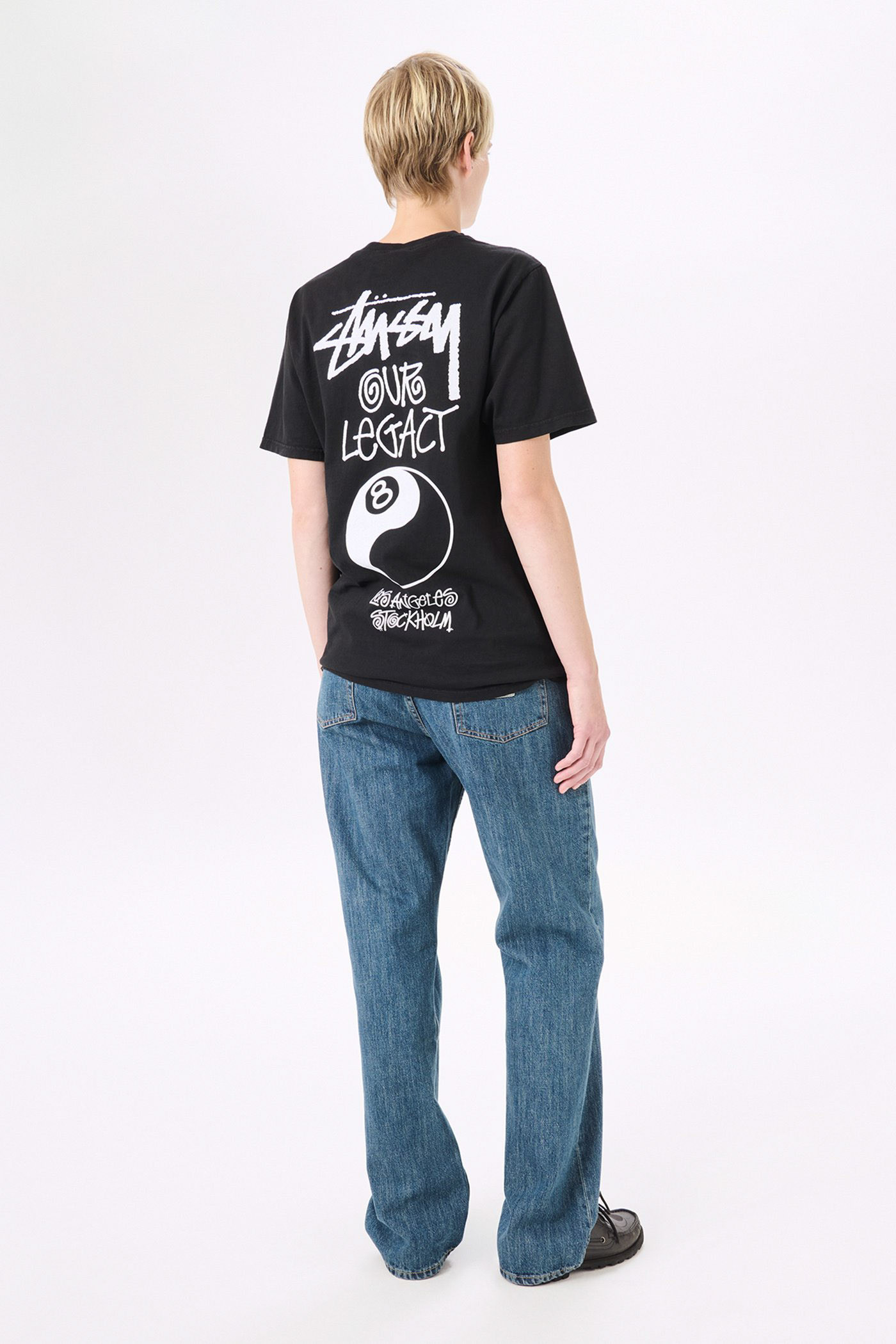 Stussy x Our Legacy 8 Ball Yin Yang Tee Pigment Dyed Black