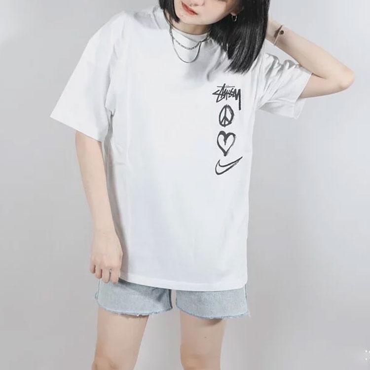 Купити Футболка Nike x Stussy Peace, Love, Swoosh (Розмір Азії) Білий вуличний одяг унісекс DM4943-121 за ціною від 18398 | Joom