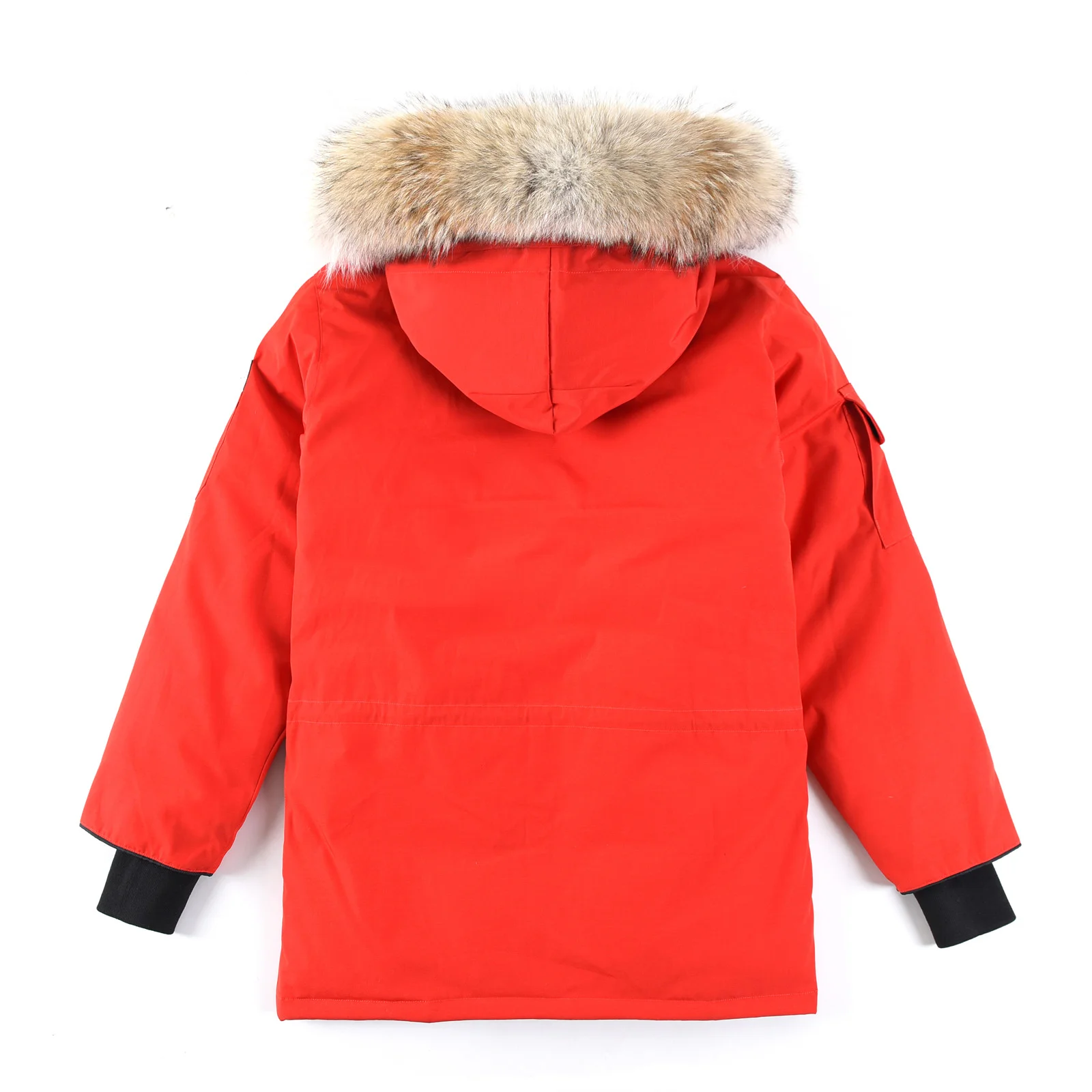 カナダグース エクスペディション パーカー 4660M、ユニセックス ダウンジャケット、ミドル丈コート（レッド）。