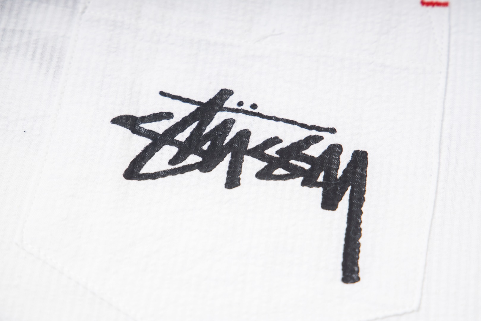 🔥款号6964# P75 （现货发售） stussy 斯图西樱桃黑八印花翻领短袖衬衫 25夏季新款男女同款颜色：白色码数：s m l xl