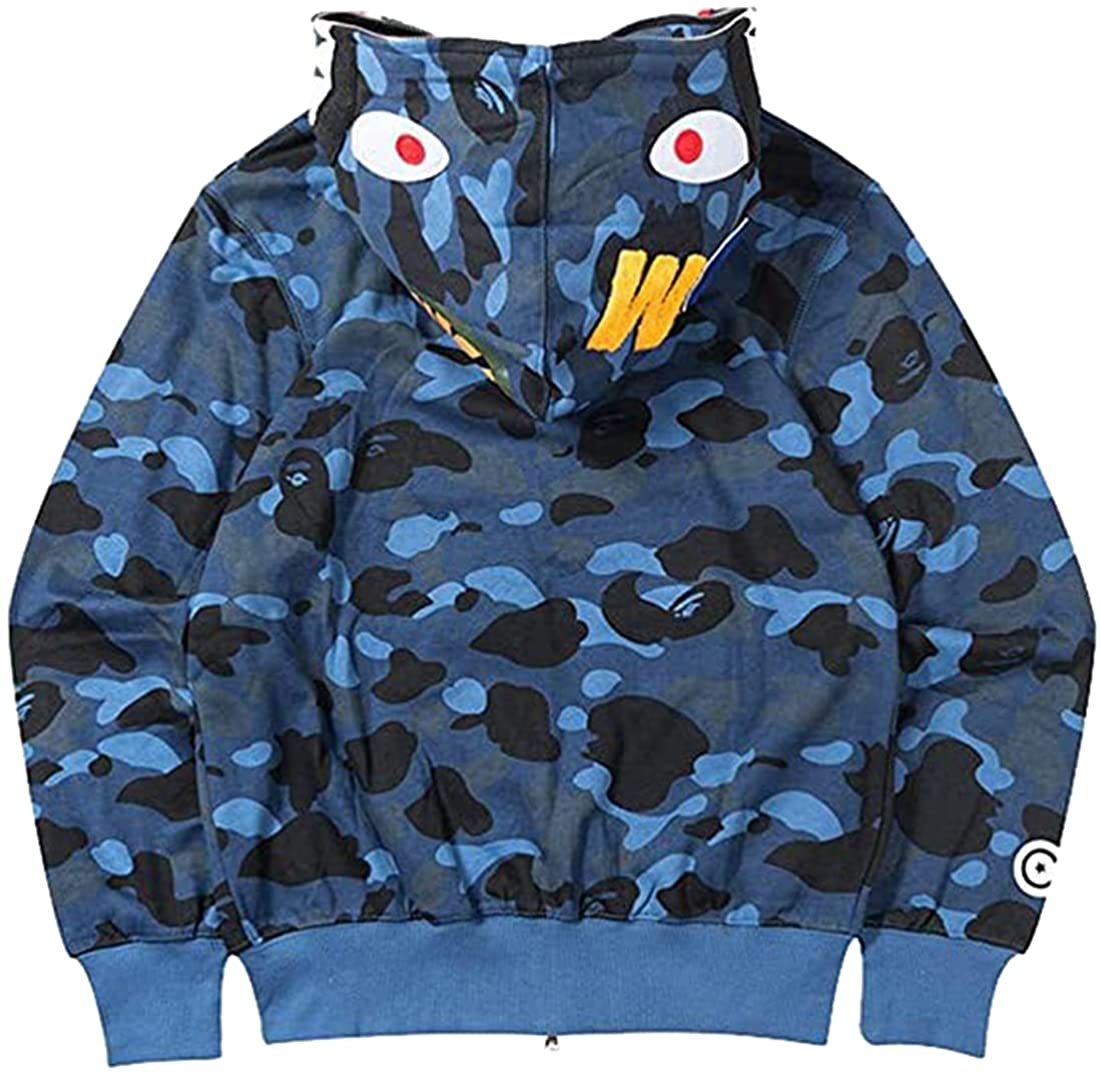 レディース ユニセックス BAPE Shark Ape Bape パーカー カモ プリント セーター カジュアル ジッパー ジャケット ファッション