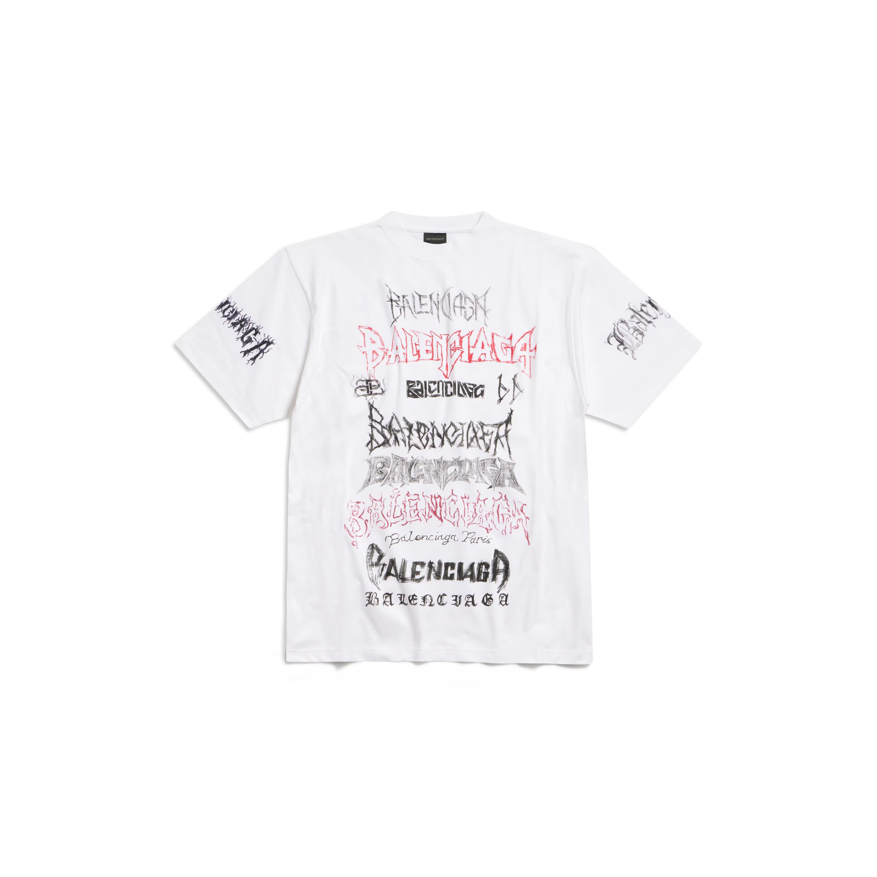 Balenciaga Diy Metal T-shirt Large Fit in White/black/red