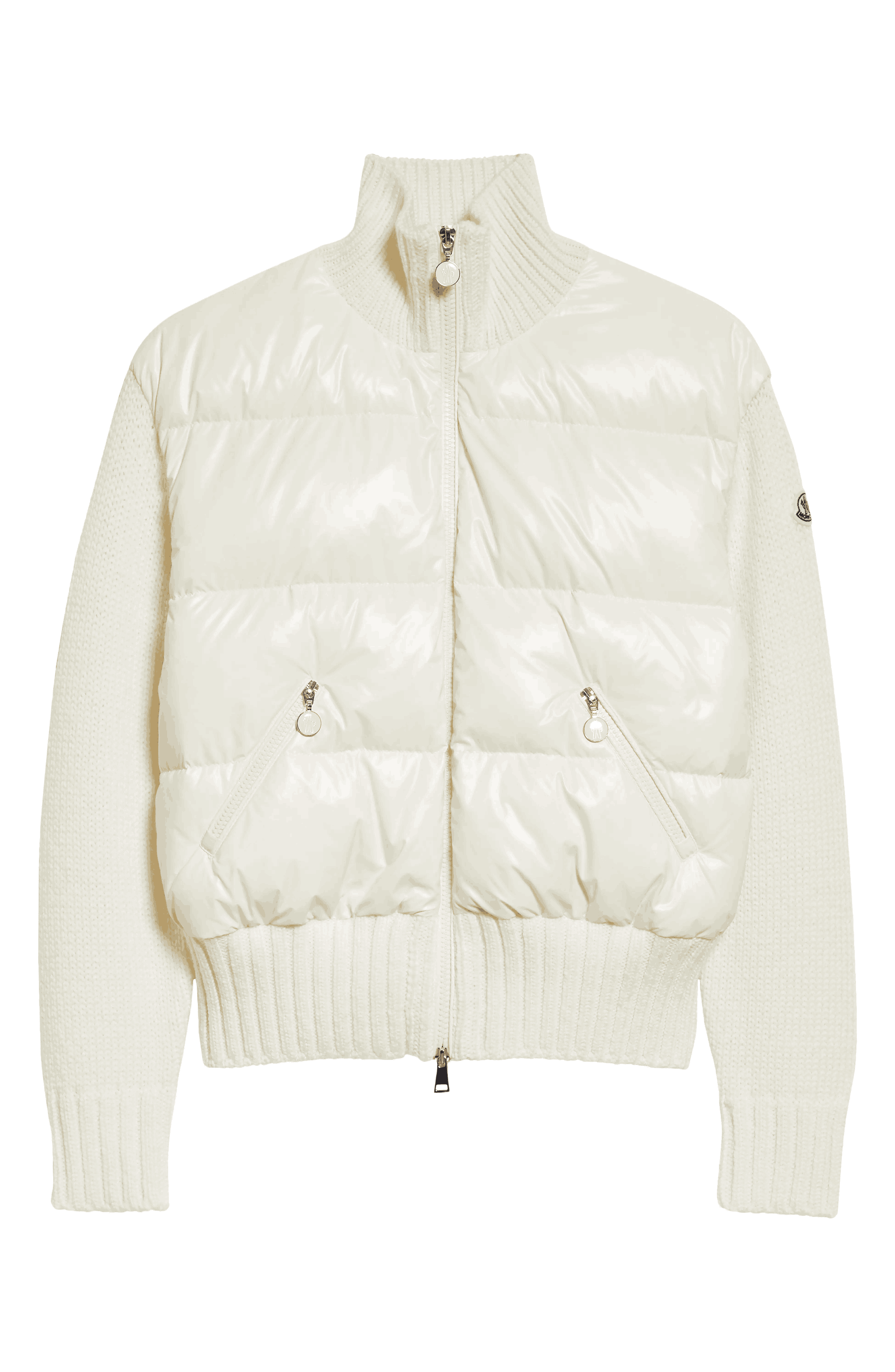 Moncler Mixed Media Quilted Down Cardigan