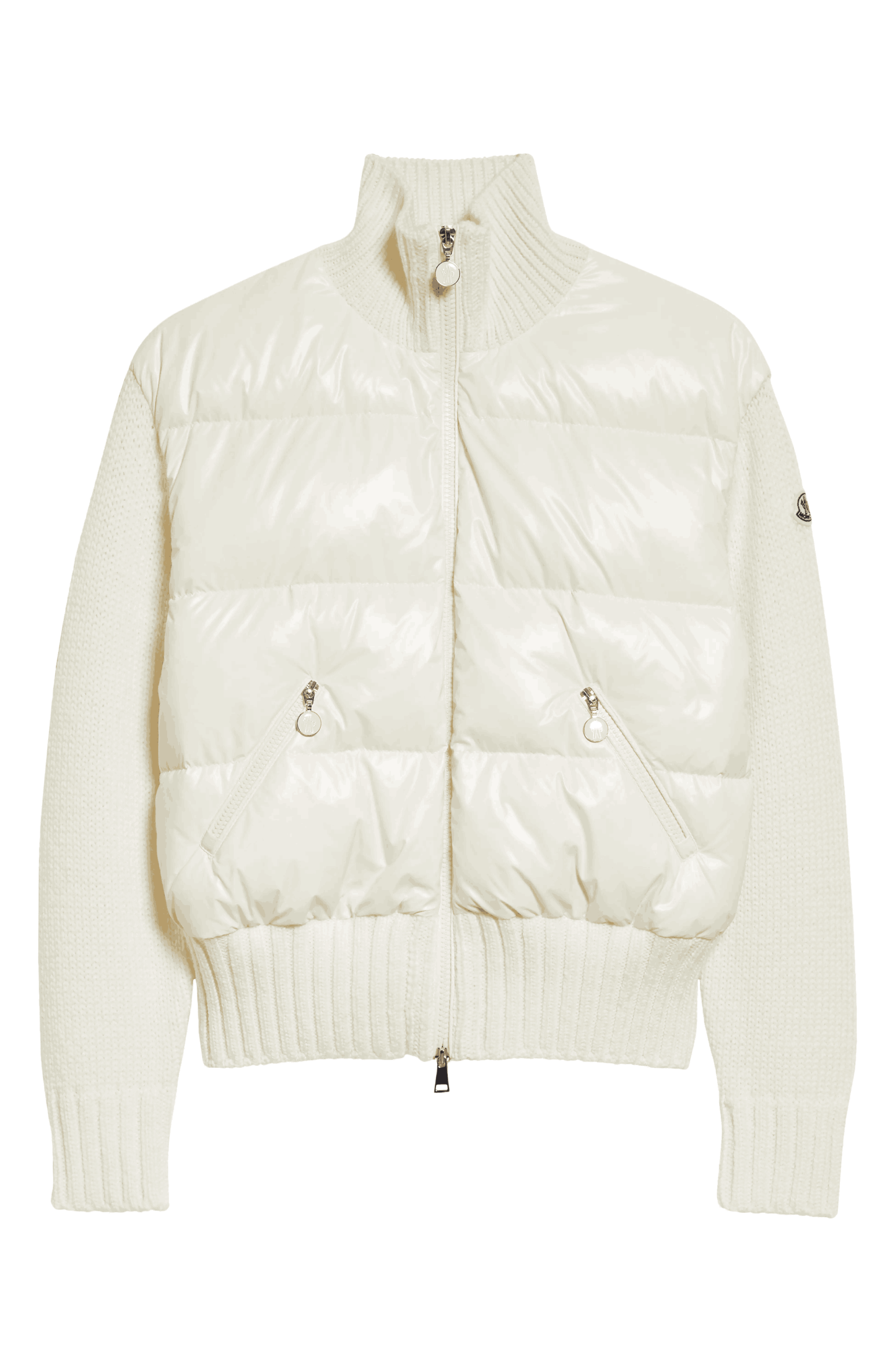 Moncler Mixed Media Quilted Down Cardigan