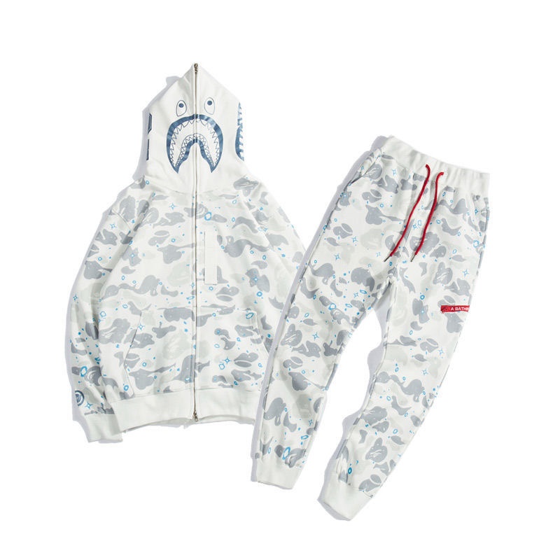 【送料無料、代金引換】A BATHING APE(エイプ) フルセット ロゴバッジ付きパンツ ジッパー付きパーカー