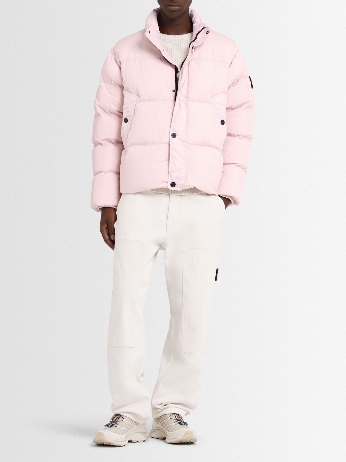 Stone Islandピンクのナイロンダウンボンバージャケット☆国内配送☆50%オフ☆