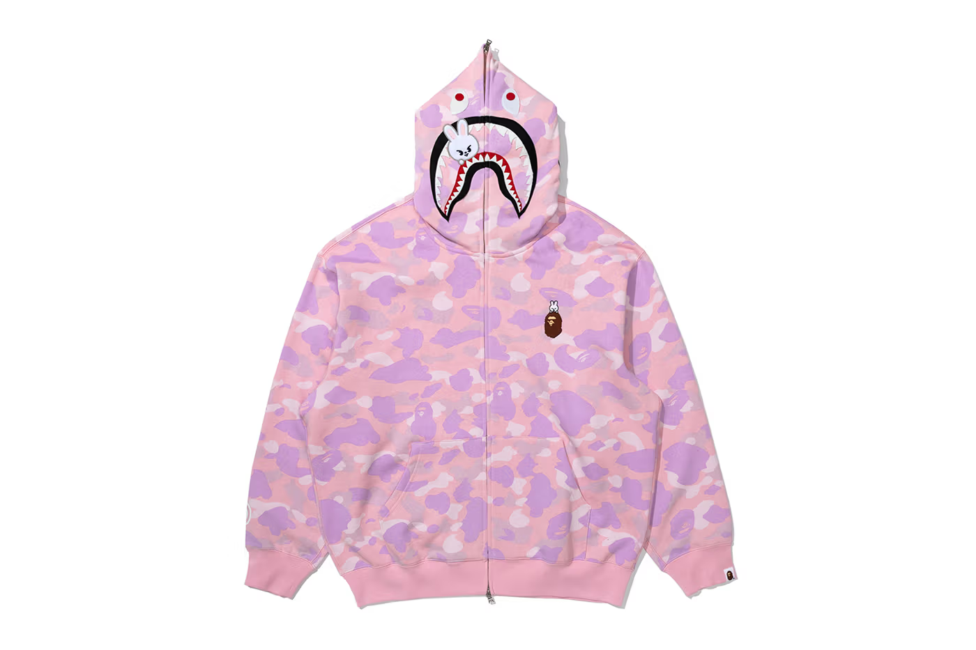 BAPE x Stray Kids Seungmin Shark Full Zip Hoodie Pink