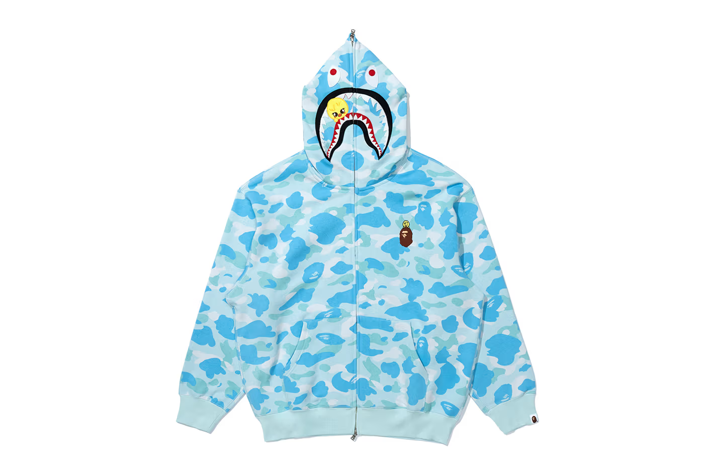 BAPE x Stray Kids Seungmin Shark Full Zip Hoodie Light Blue