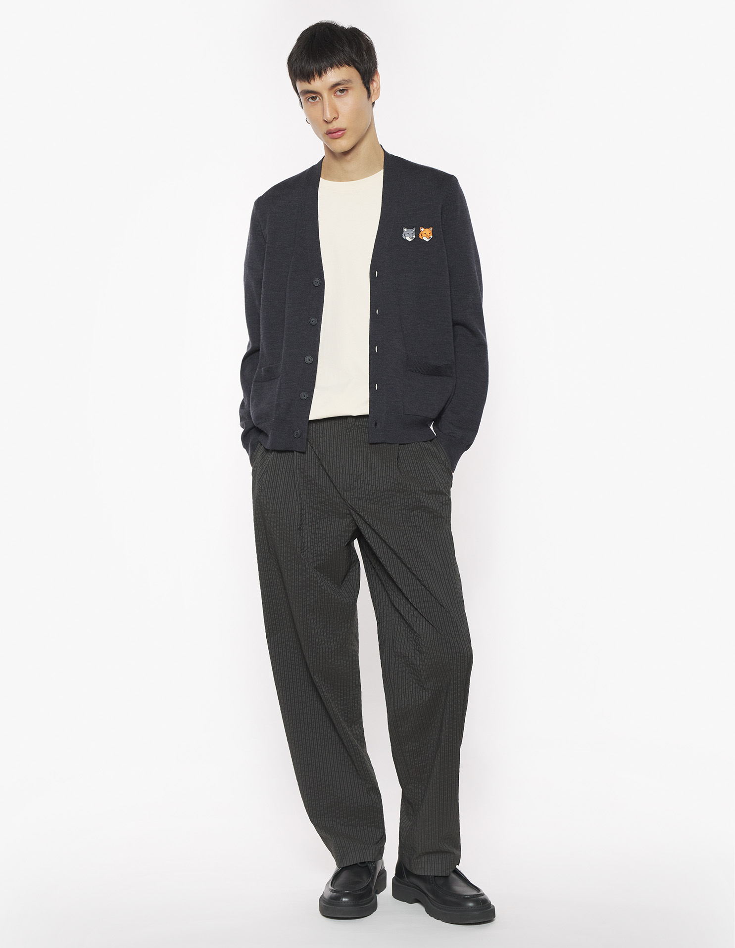 ダブル ボールド フォックスヘッド パッチ レギュラー カーディガン カーディガン anthracite