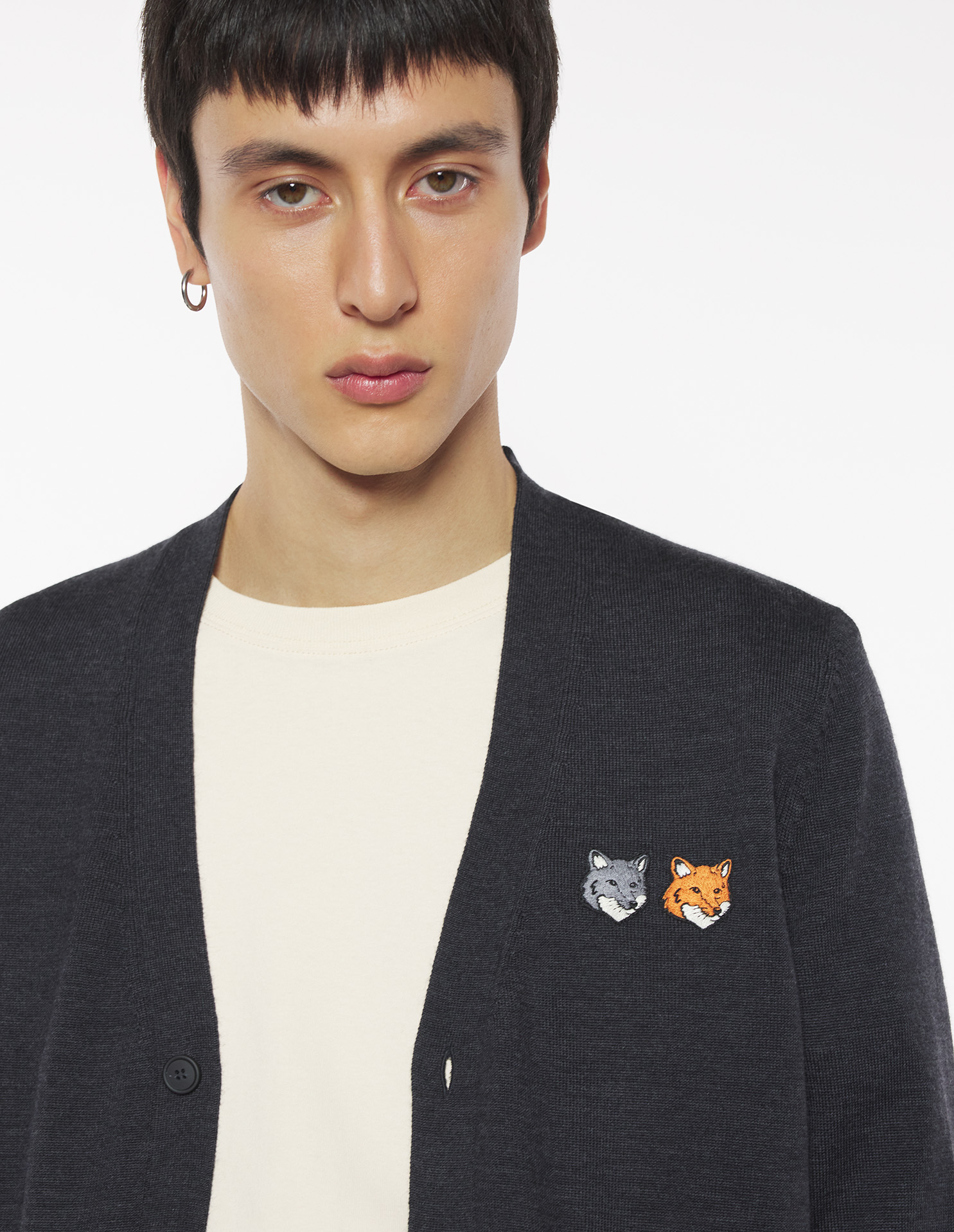 ダブル ボールド フォックスヘッド パッチ レギュラー カーディガン カーディガン anthracite