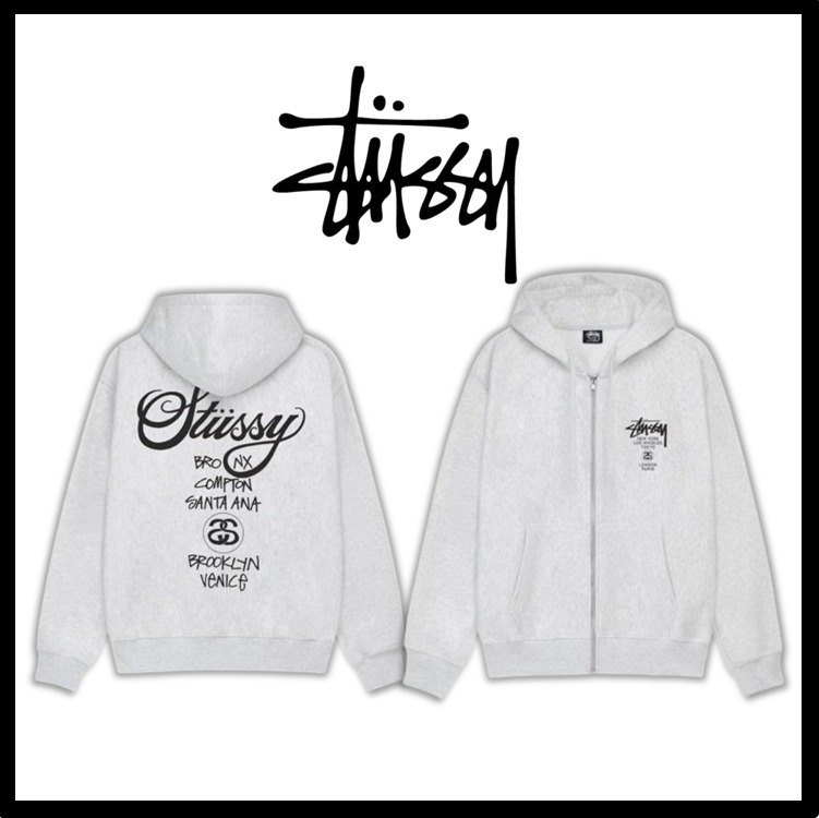 STUSSY ワールドトラベル ジッパーハット [ホワイト]