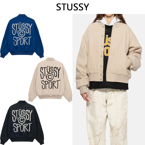 ★23-24FW新作★STUSSY★SPORT MELTON VARSITY JACKET