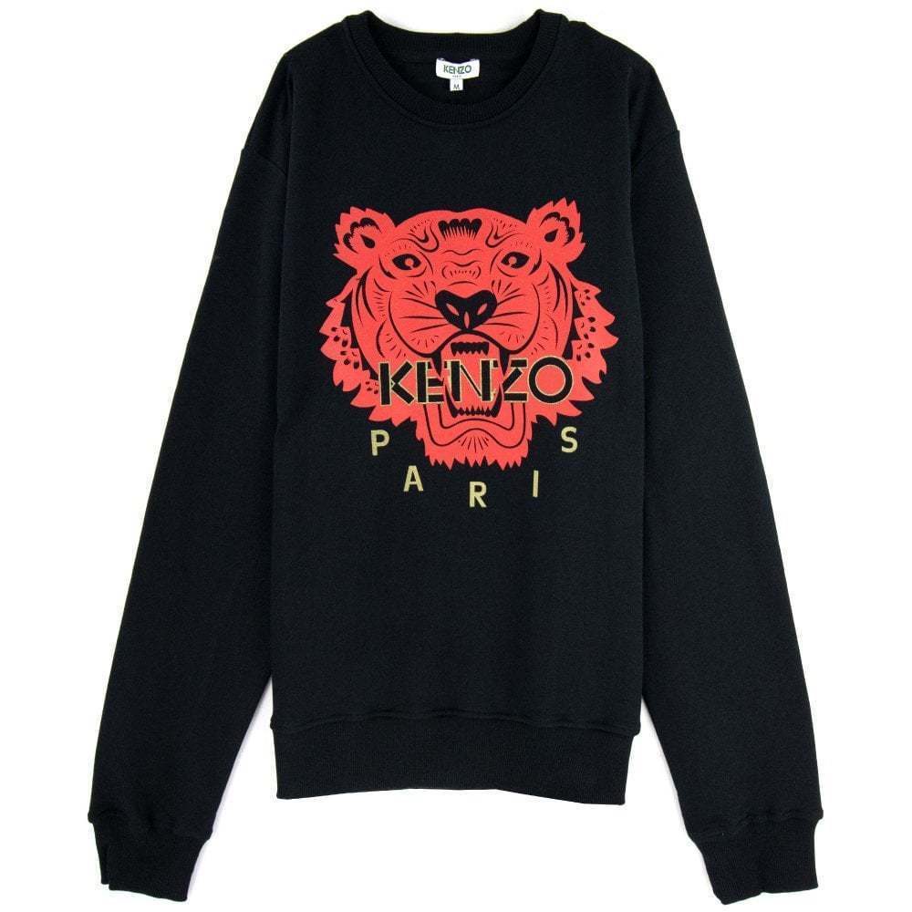 ケンゾー Tiger タイガーロゴ スウェットシャツ 黒 送料関税無料