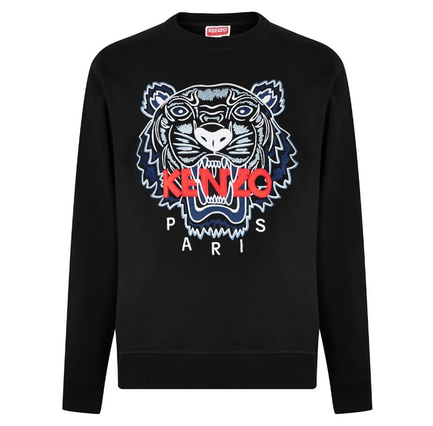 送料関税無料 KENZO タイガー ロゴ スウェット ブラック シアン